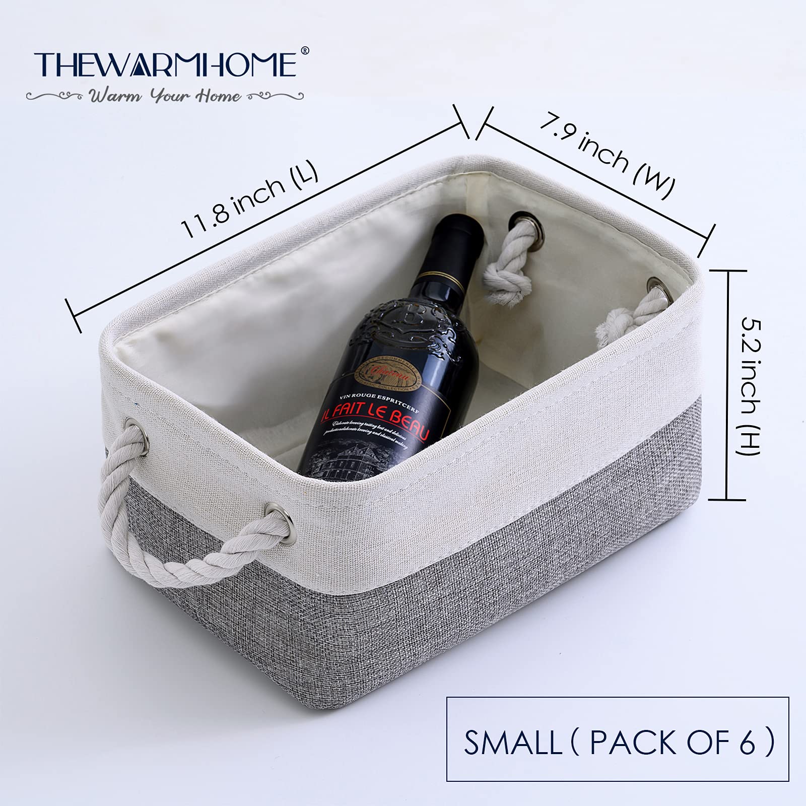 Thewarmhome Small Storage Baskets For Organizing,Storage Baskets For Shelves,Small Fabric Storage Bins W/Handles For Closet Nurs