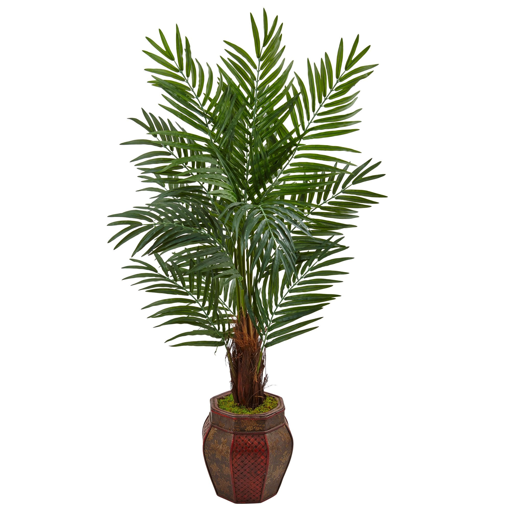 Nearly Natural 5ft. Areca Palm Artificial Tree in Weave Planter