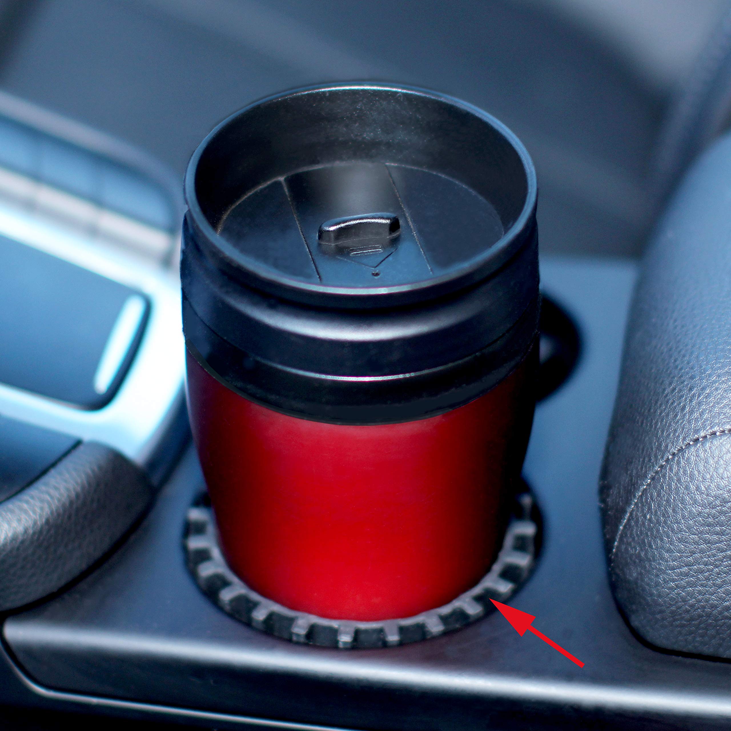 Gadjit Beverage Bands Car Cup Holder Adapter - Stop On-The-Go Drinks from Wobbling in Your Cup Holder (2 Pack)  Keeps 8-28 oz Coffee Cups  12-16 oz Soda Cans  20 oz Water Bottles  Mugs from Tipping