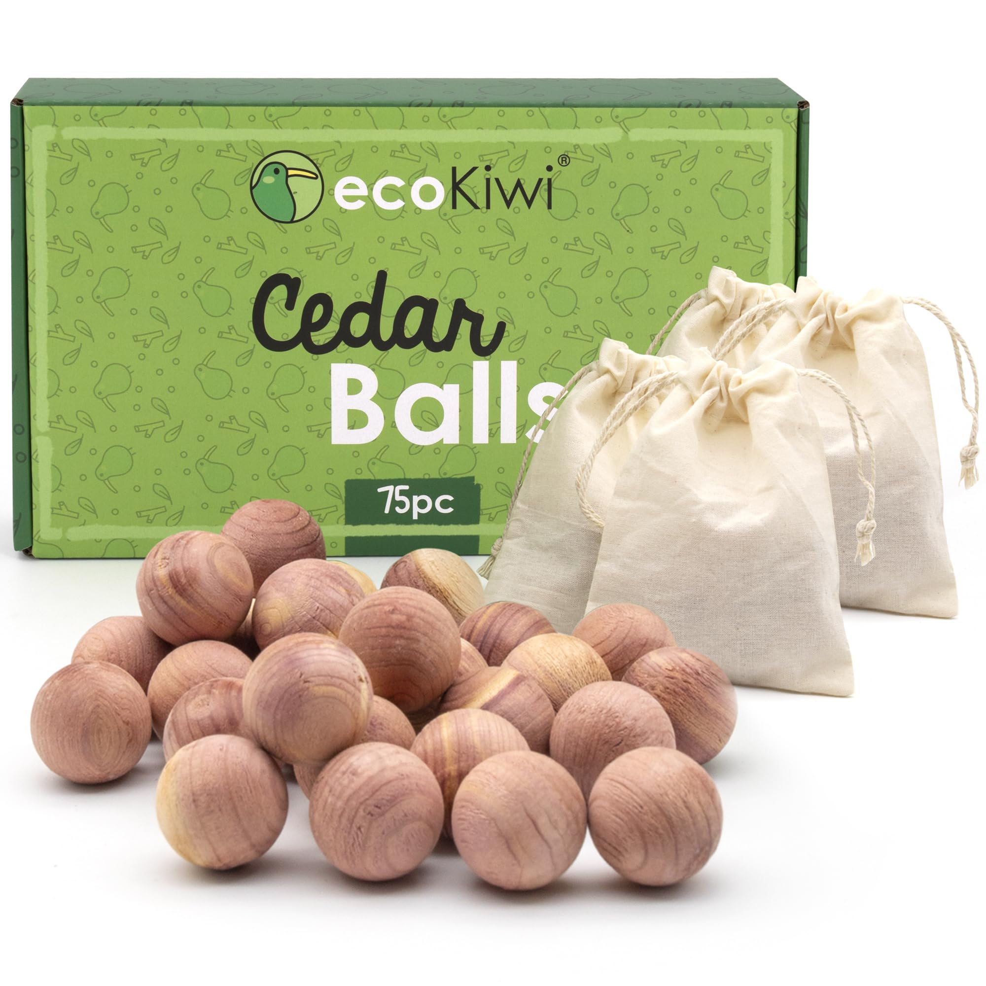 Ecokiwi Cedar Balls For Clothes Storage 75 Pack - 100% Natural Red Cedar Blocks For Clothes Storage - Aromatic Cedar Chips For C