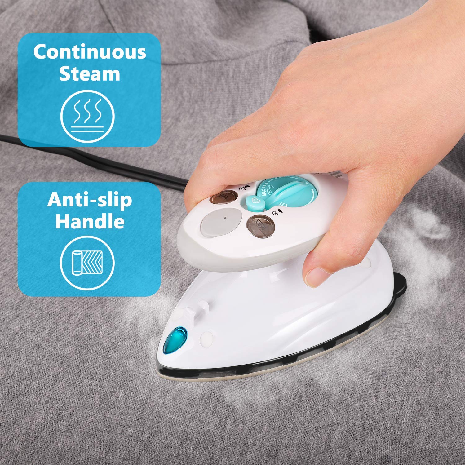Iimii Mini Travel Steam Iron, Dual Voltage 420W Power, Fast Heat Up, Powerful Steam, Non-Stick Soleplate And Compact Design, Bes