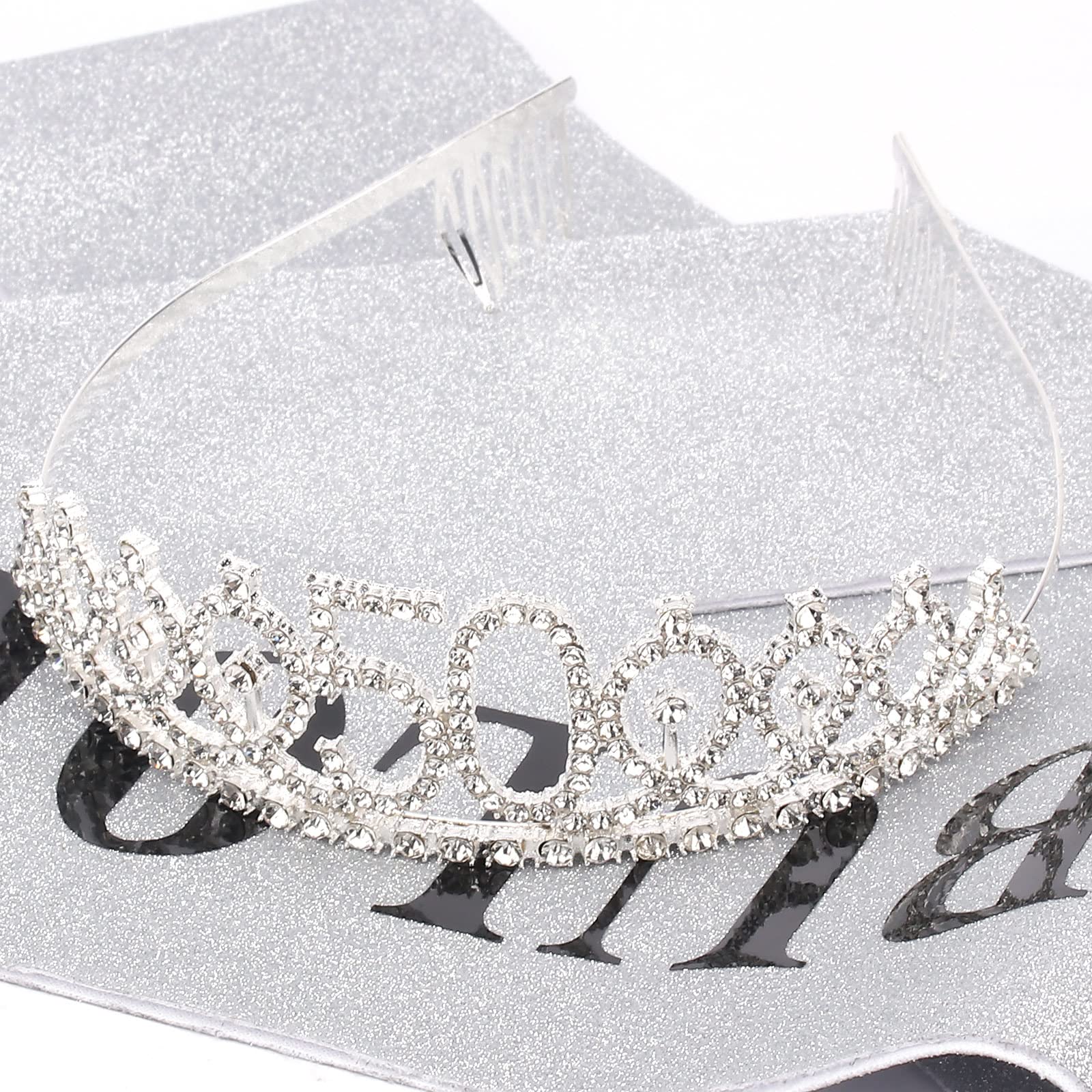 50Th Birthday Sash And Tiara For Women,Silver Birthday Sash,Queen Crown, 50 And Fabulous'' Sash And Tiara For Women,50Th Birthda