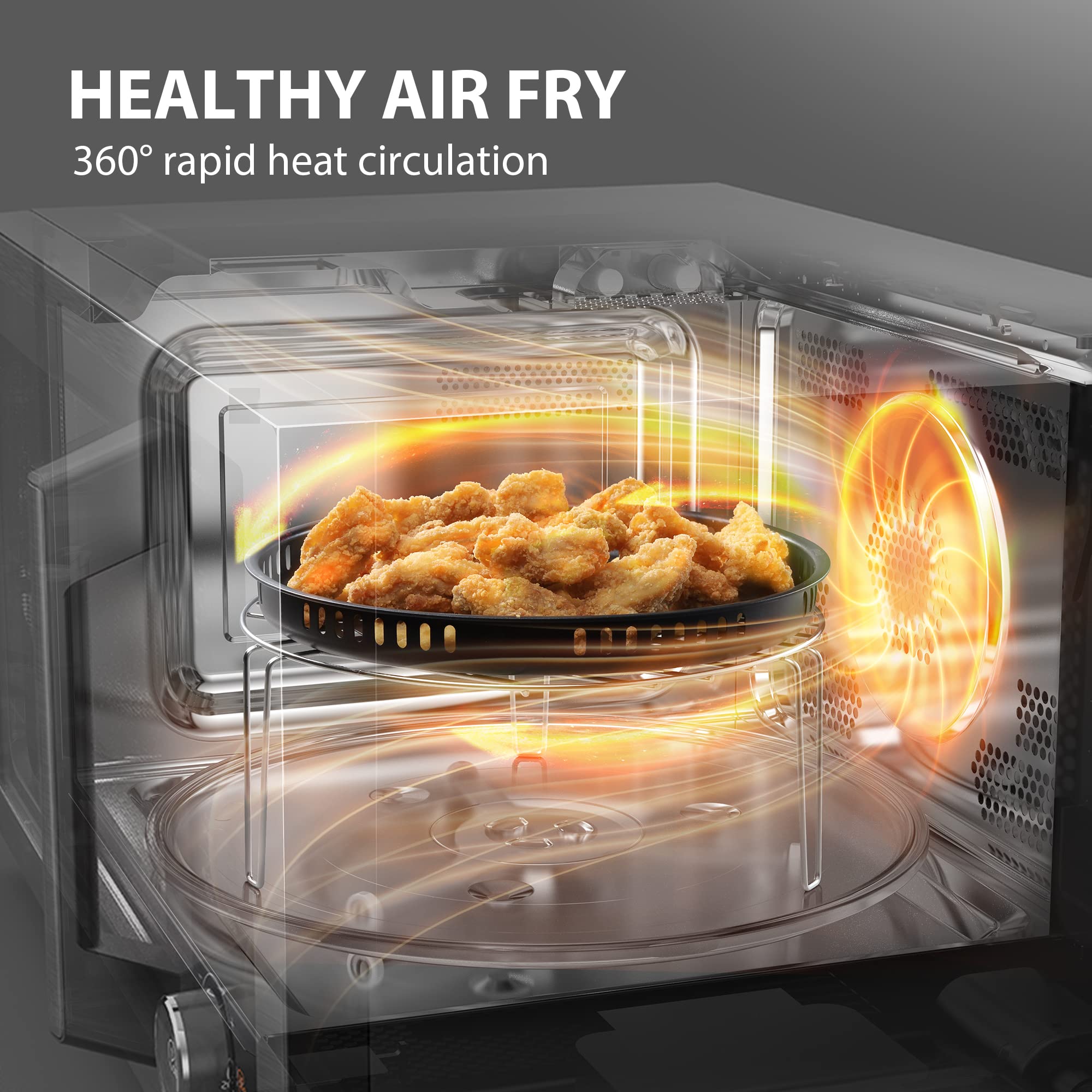 Toshiba 7-In-1 Countertop Microwave Oven Air Fryer Combo, Inverter, Convection, Broil, Speedy Combi, Even Defrost, Humidity Sens