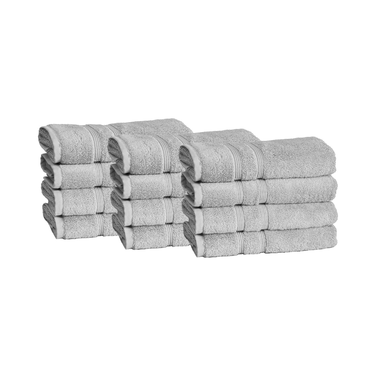 Mosobam Luxury Turkish Set Of 12 Hand Towels 16X30 Light Grey (Gray) 700 Gsm Bamboo Viscose & Aegean Turkish Combed Cotton