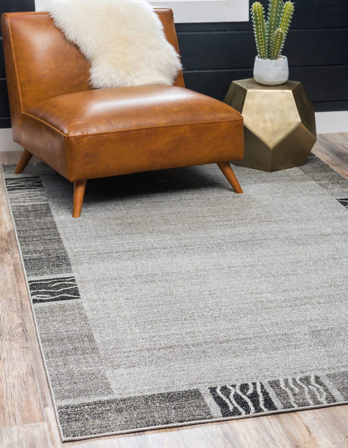 Unique Loom Del Mar Collection Area Rug - Sarah (3 3 x 5 3 Rectangle, Light Gray/ Gray)