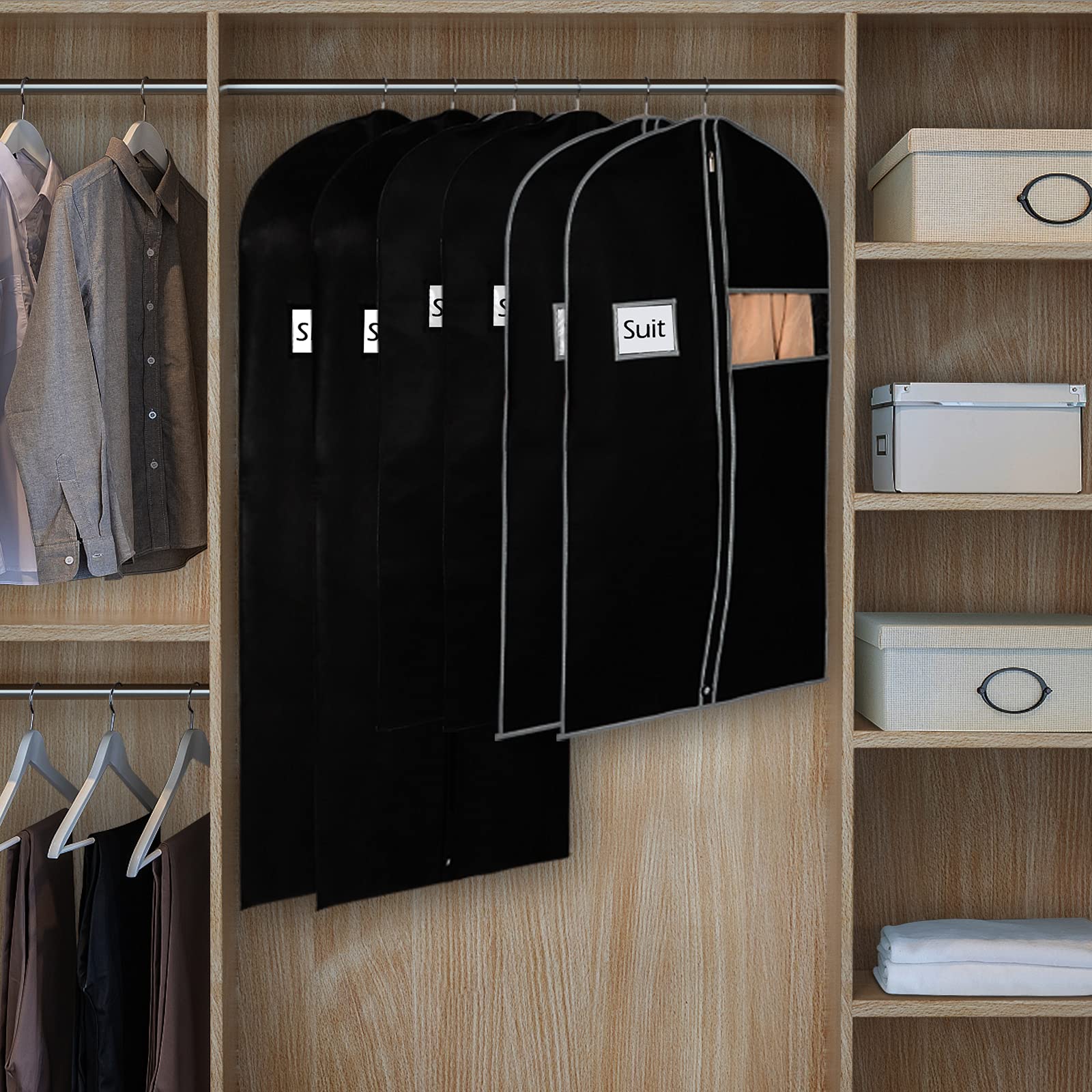 Syeeiex 60'' Garment Bags For Hanging Clothes(Set Of 8), Dress Bags For Gown, Garment Bag For Dresses Long, Dress Garment Bag Fo