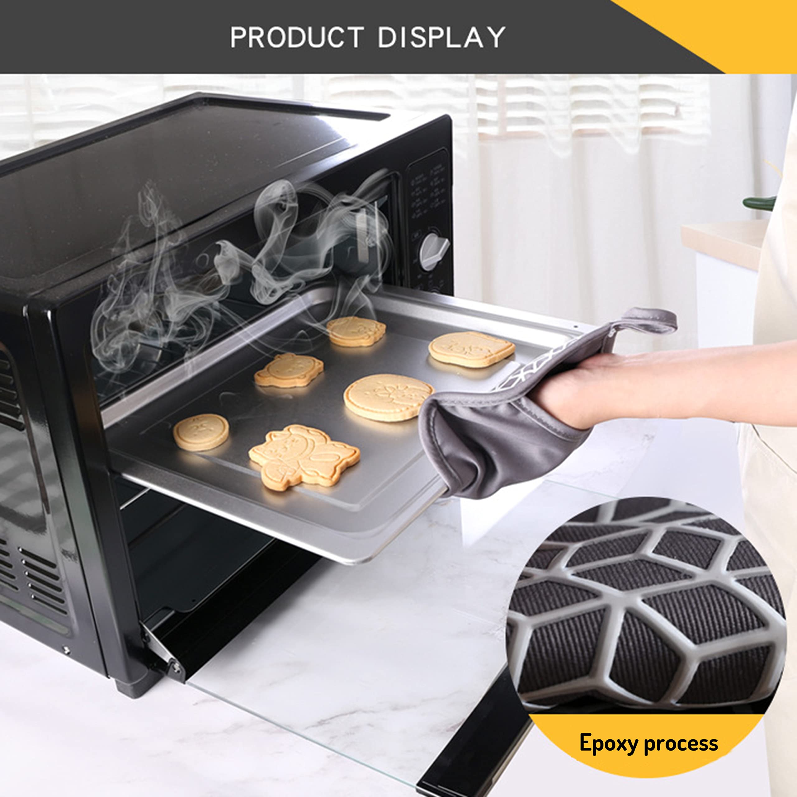 Navithous Oven Mitts And Pot Holders Sets 6Pcs, Thick Cotton Oven Gloves High Heat Resistant 500?With Extra Long Oven Mitts And