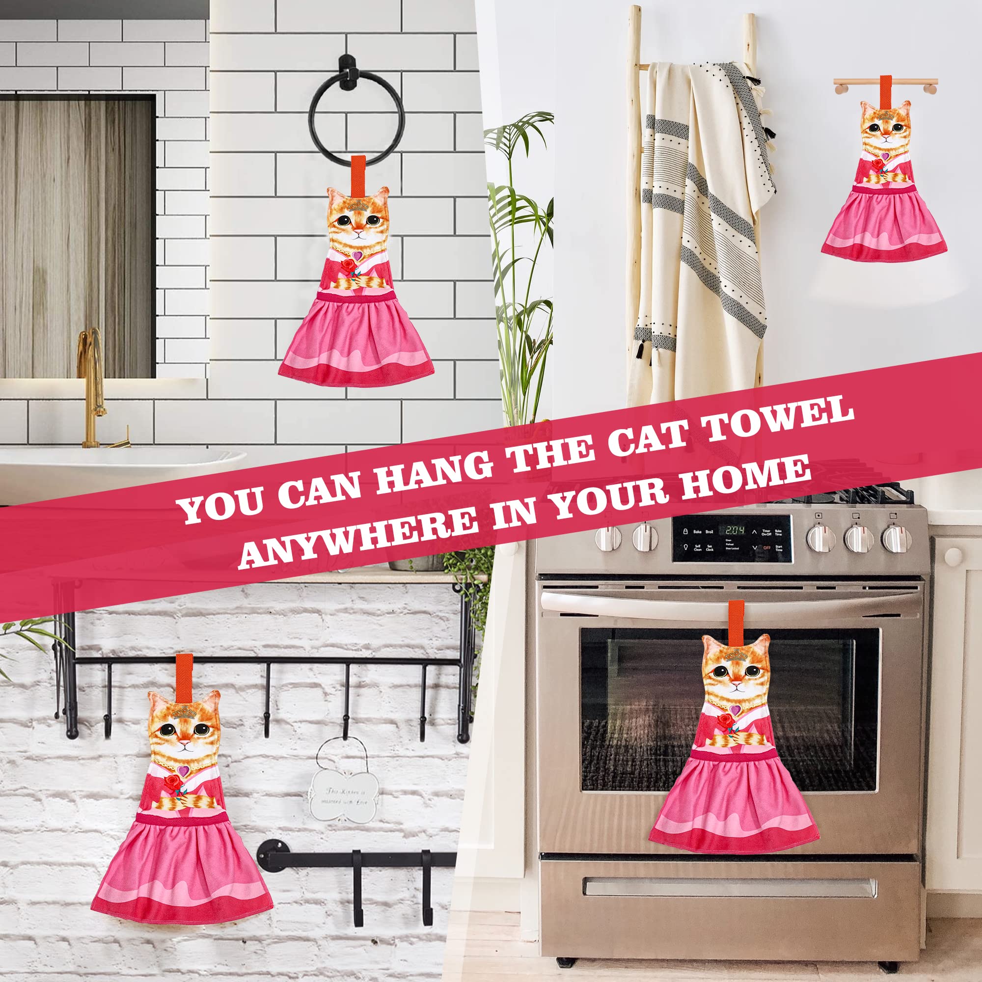 Cat Funny Hand Towels For Bathroom Kitchen - Cute Decorative Cat Decor Hanging Face Towels Super Absorbent Soft-Unique Valentine