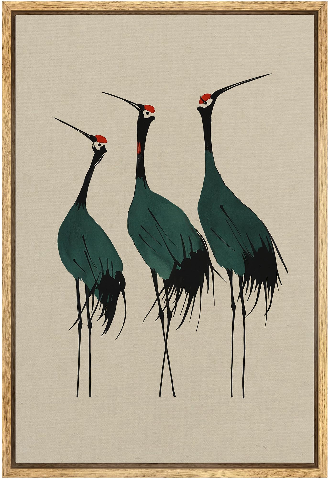 Wall26 Framed Canvas Print Wall Art Minimalist Crane Elegant Stylized Bird Illustrations Modern Art Decorative Multicolor Zen Ru