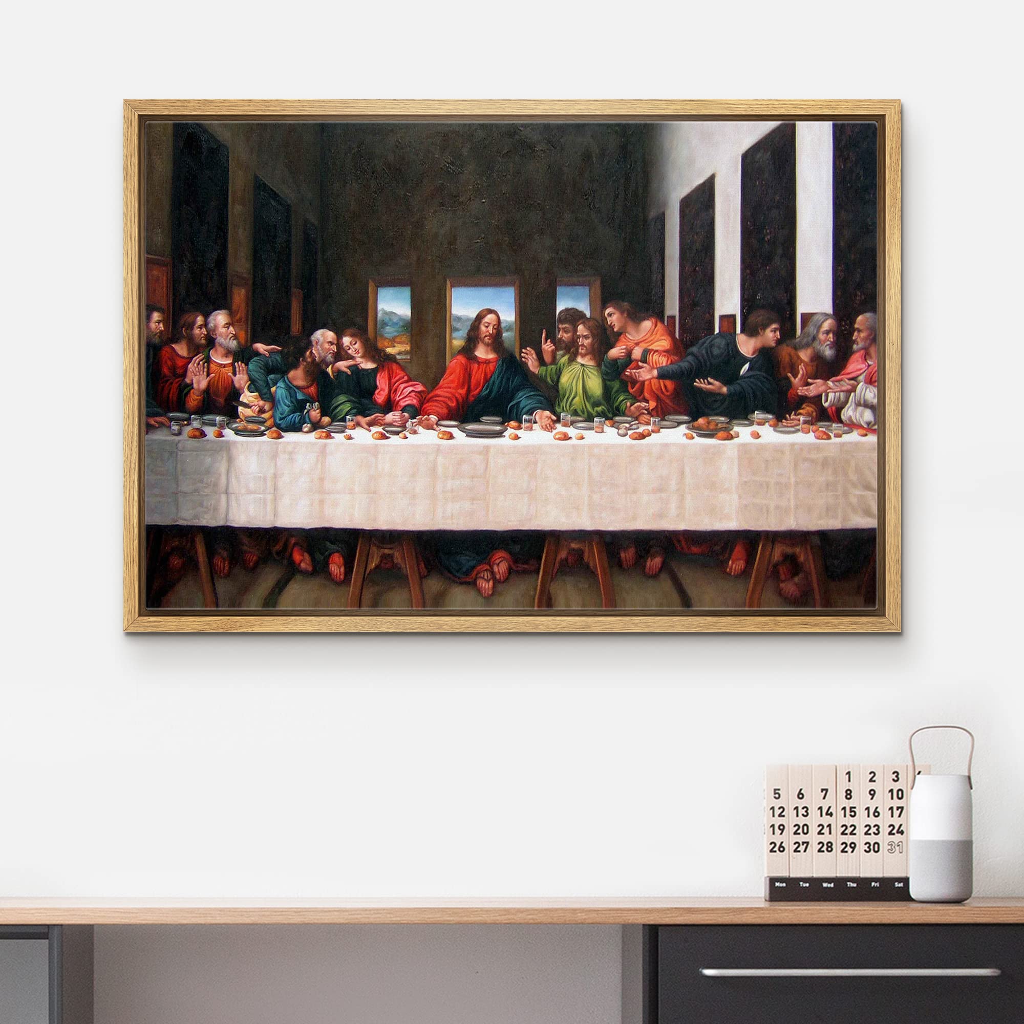 Wall26 - Framed Canvas Wall Art - Last Supper By Andrea Solari - Modern Home Art Stretched And Framed Ready To Hang - 16''X24''