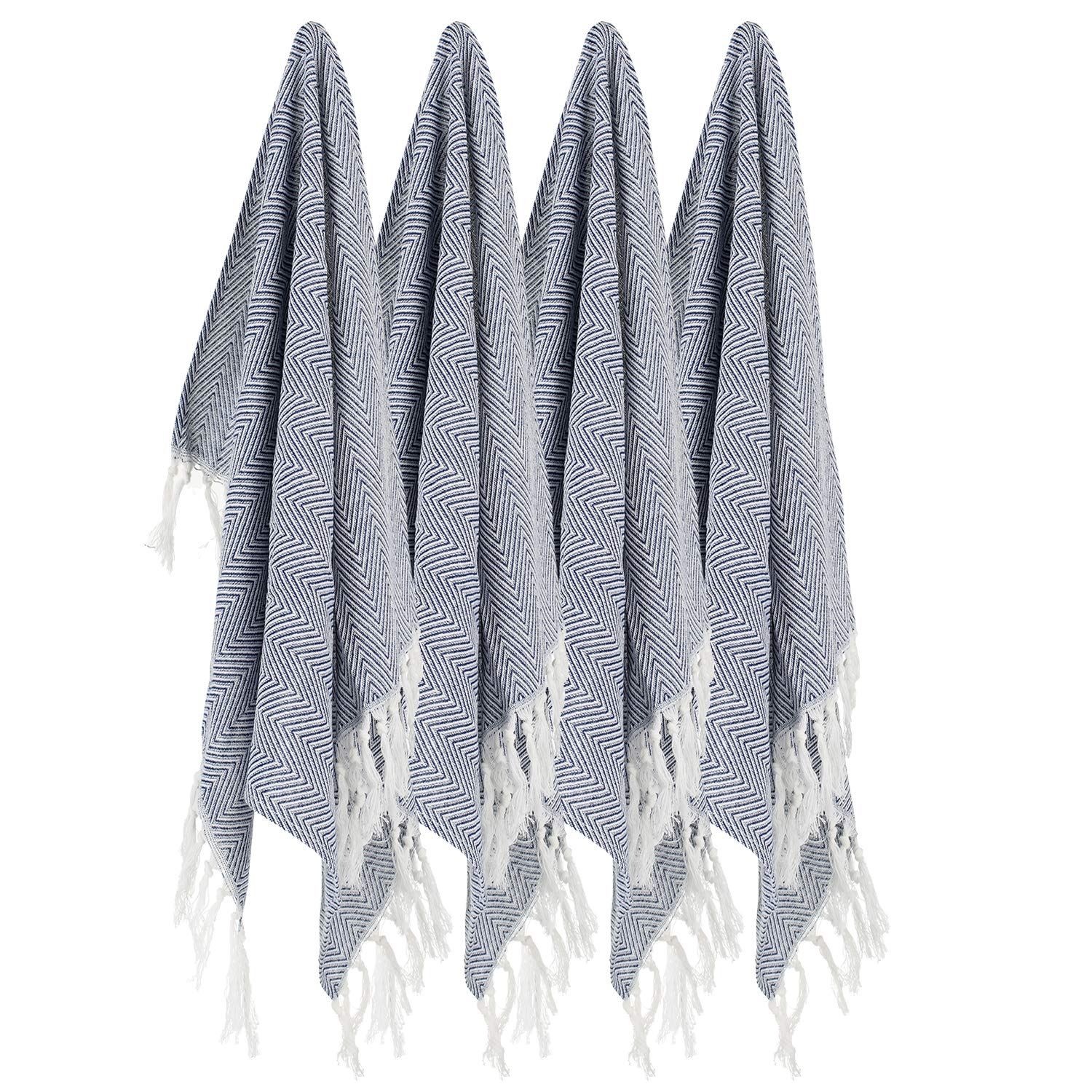 Lifaith 100% Cotton Hand Face Head Guest Gym Towel Set Washcloth Kitchen Tea Towel Dish Cloth Set of 4 Dark Blue