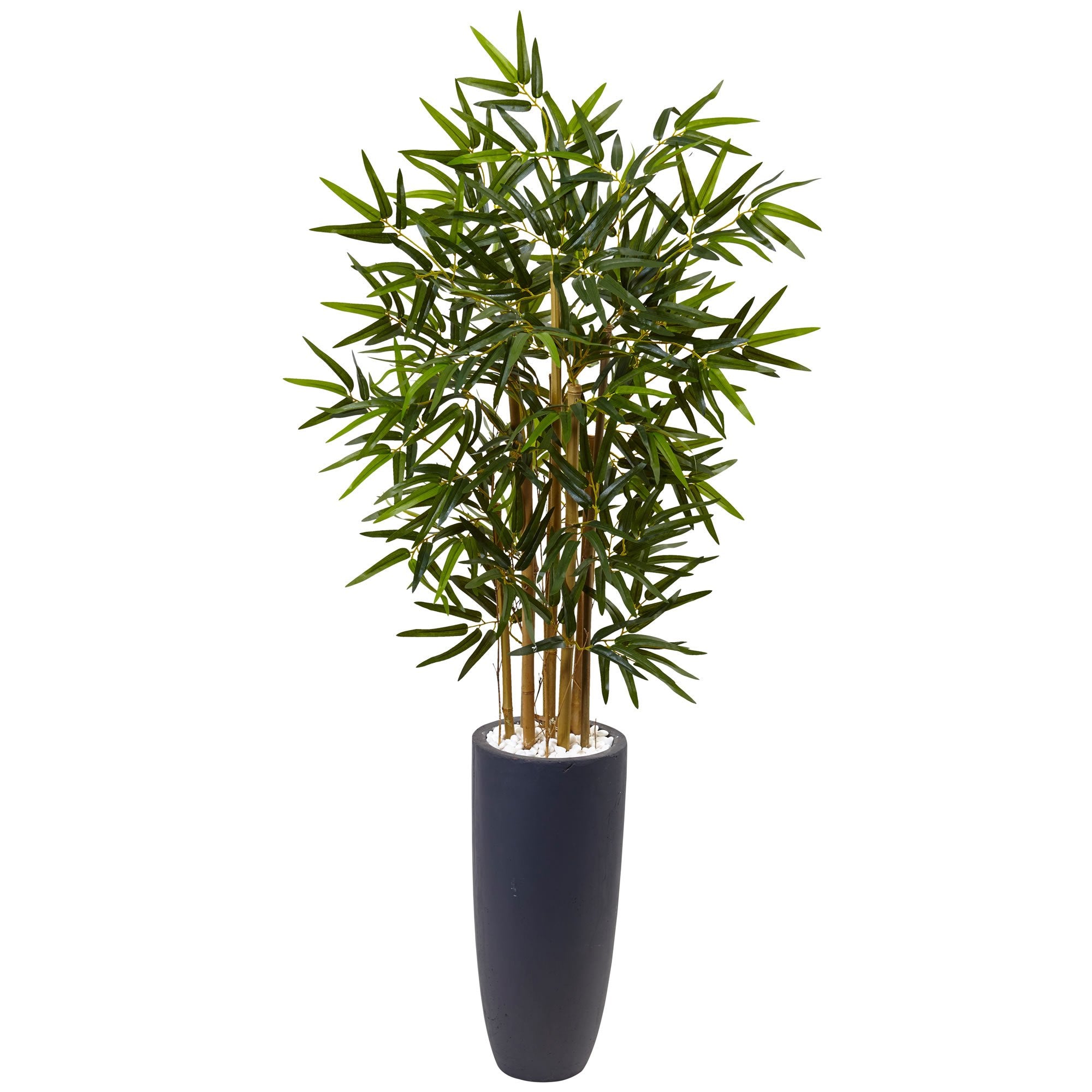 Nearly Natural 4ft. Bamboo Artificial Tree in Gray Cylinder Planter