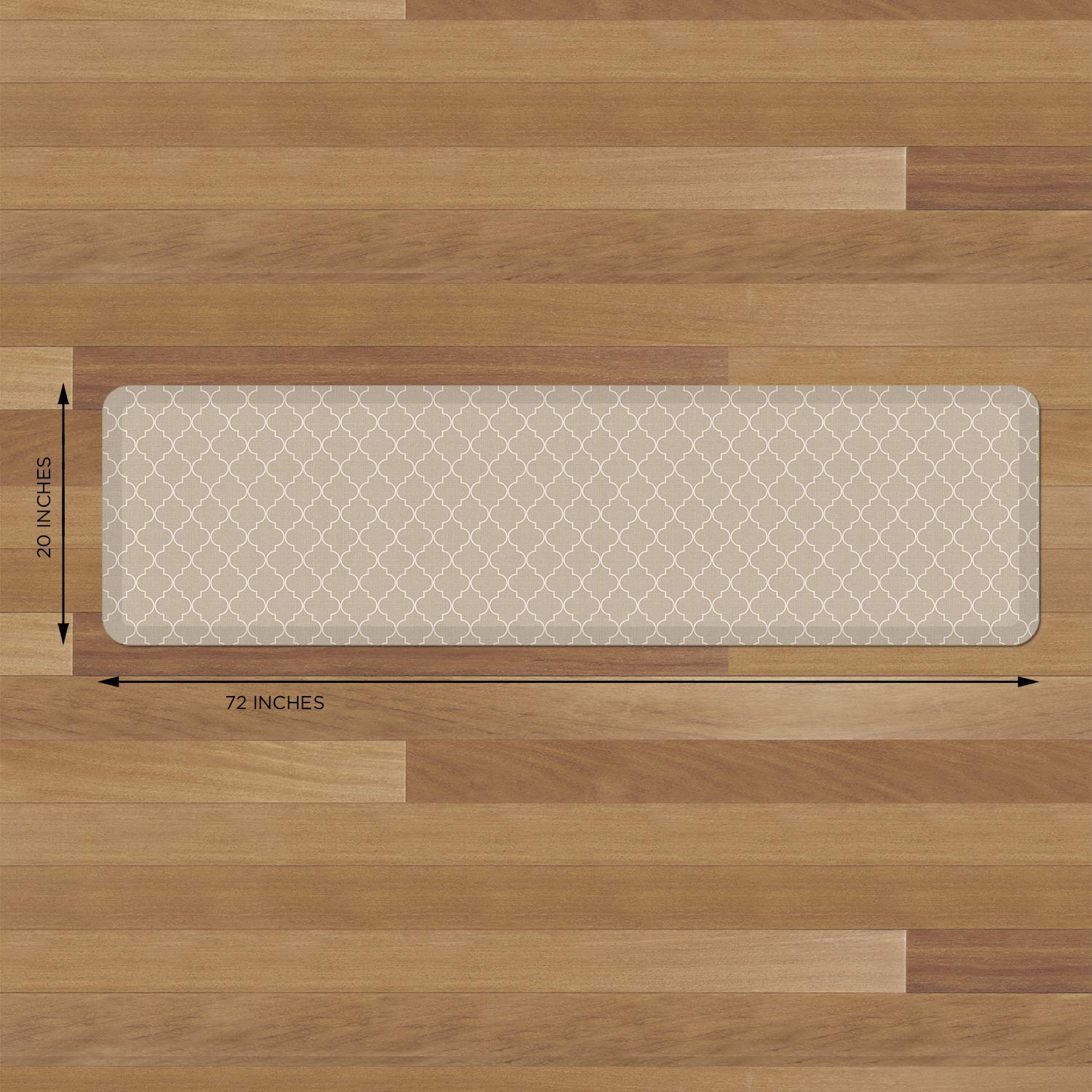 Newlife By Gelpro Anti-Fatigue Designer Comfort Kitchen Floor Mat, 20X72'' , Trellis Khaki Stain Resistant Surface With 3/4    T