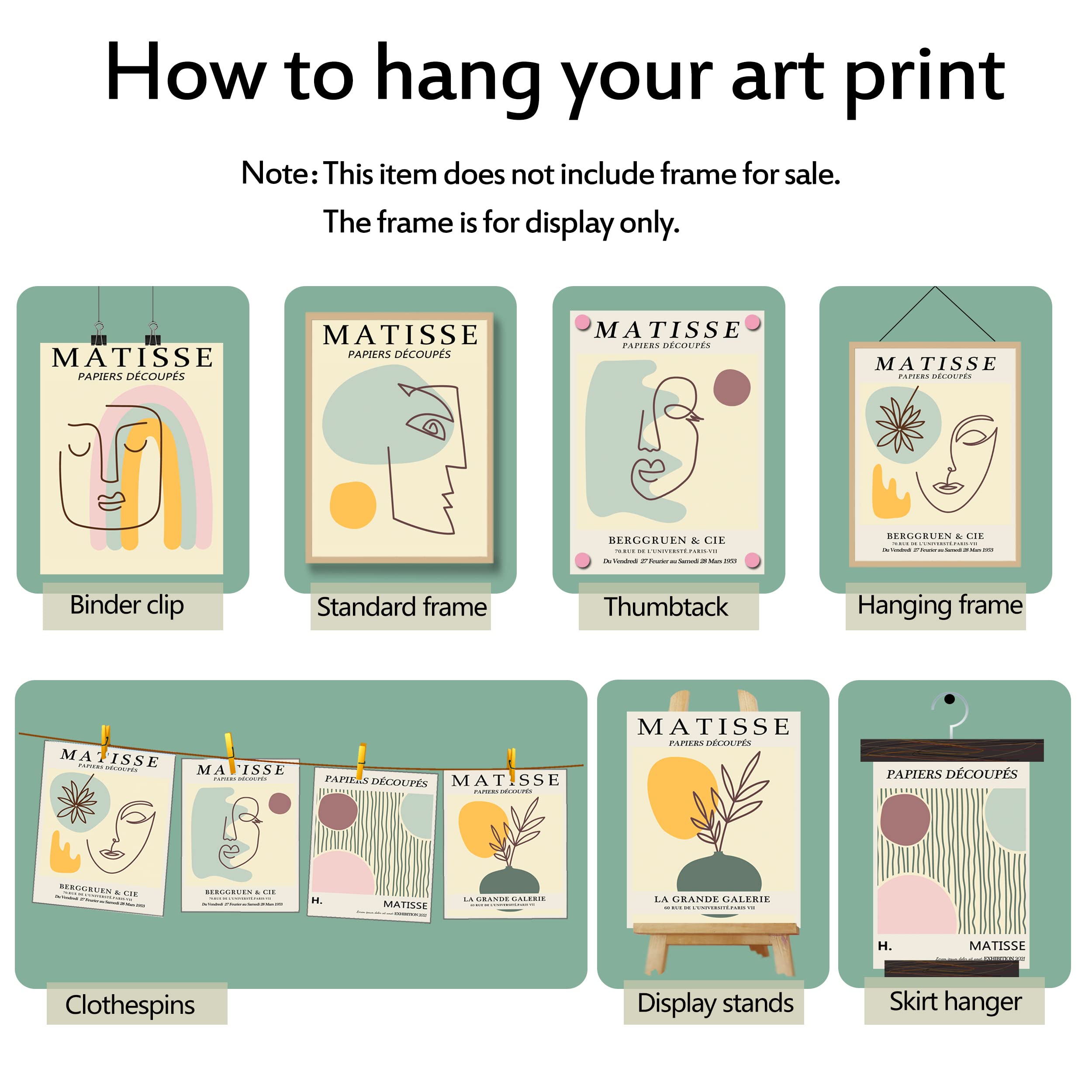 Luodroduo Matisse Wall Art Prints Set Of 6 Canvas Decor Wall Decor Pictures Posters Art Set Bathroom Wall Art Decor (8''X10'' Un