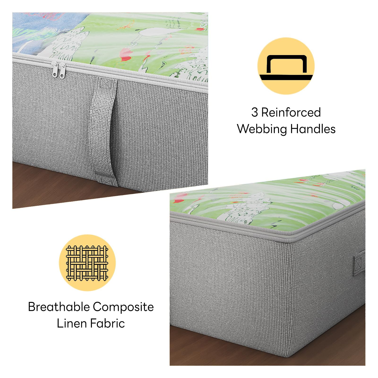 TidyCorner 2-Pack Under Bed Storage Containers, 6 Inches Tall Underbed Clothes Storage Organizer Bin with Sturdy Sidewalls/Botto