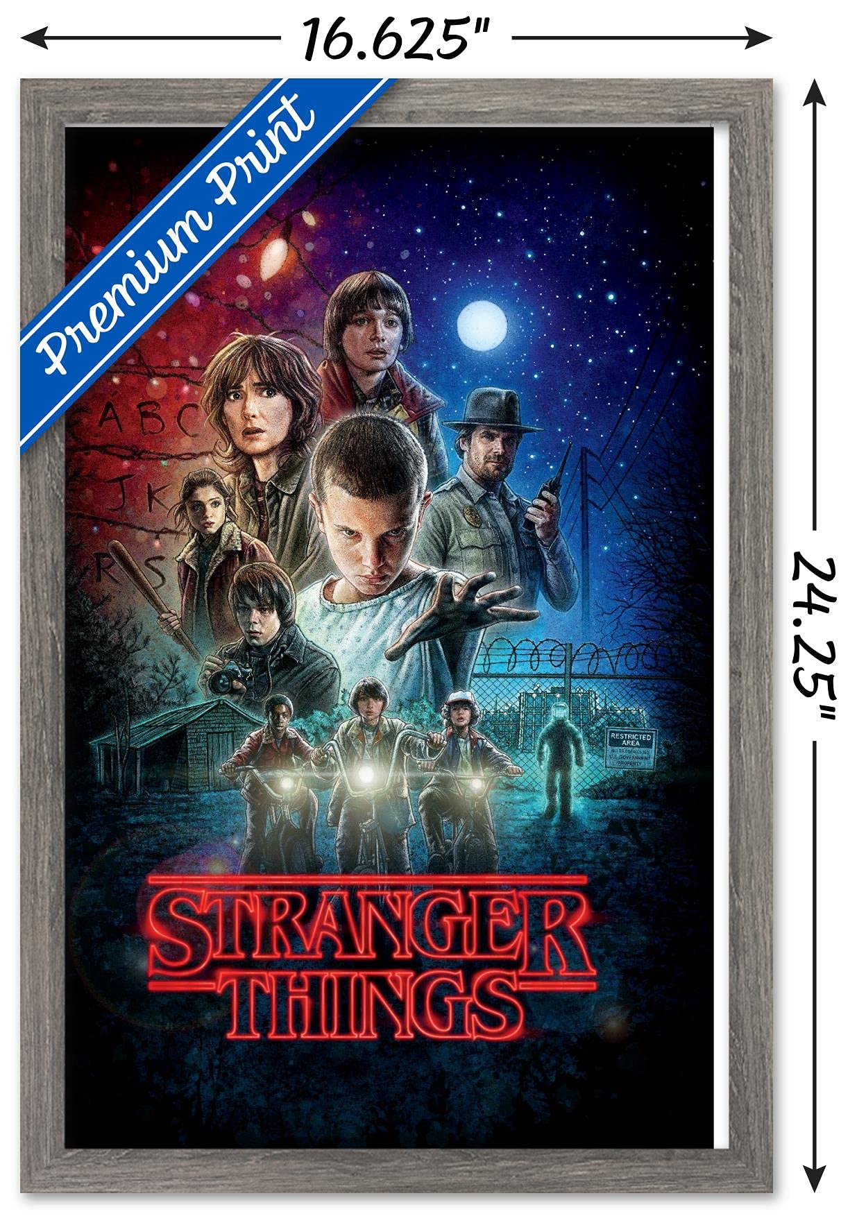 Trends International Netflix Stranger Things - One Sheet Wall Poster, 14.725'' X 22.375'', Barnwood Framed Version