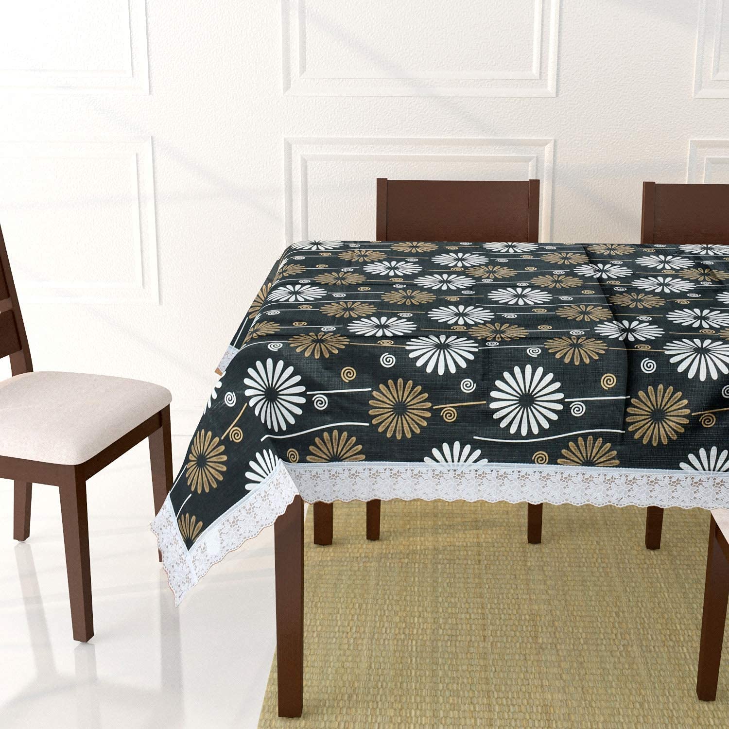 CASANEST PVC 24 Seater PVC Dining Table Cover (40x60inches, Beige)Printed001(Rectangular, Pack of 1)