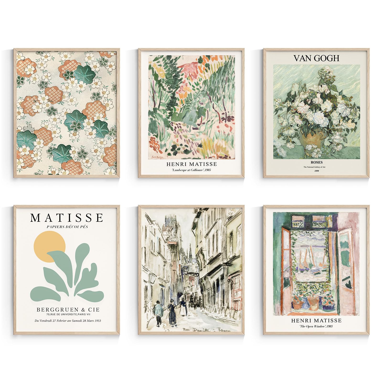 Habseligkeit Sage Green Master Wall Art Prints, Matisse Wall Art Exhibition Posters, Vintage Art Art Prints, Retro Room Decor Fo