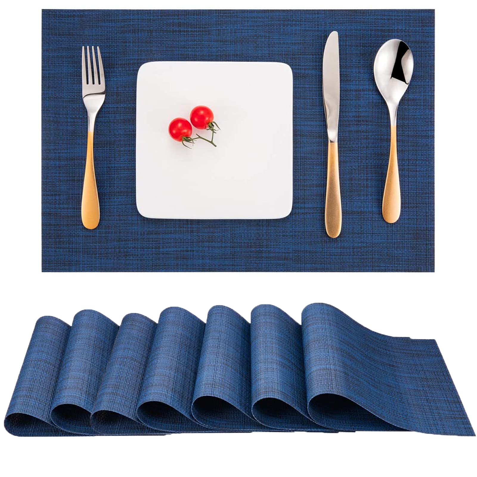 Myir Jun Place Mats, Table Mats Set Of 8 Indoor Placemats Washable Non-Slip Heatproof Woven Placemats For Dining Table Fabric Pl