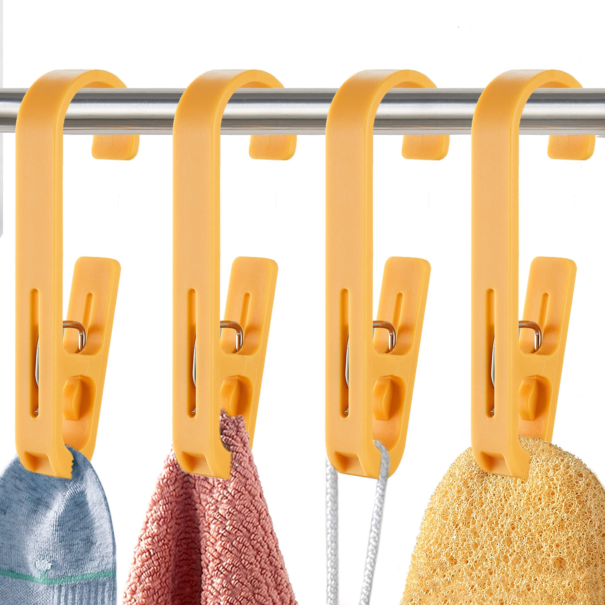 Xoyozo Laundry Hooks With Clips Hanger Closet Organizer Clamps Socks Boot Bras Towels For Bathroom Wardrobe Kitchen Office 4Pcs