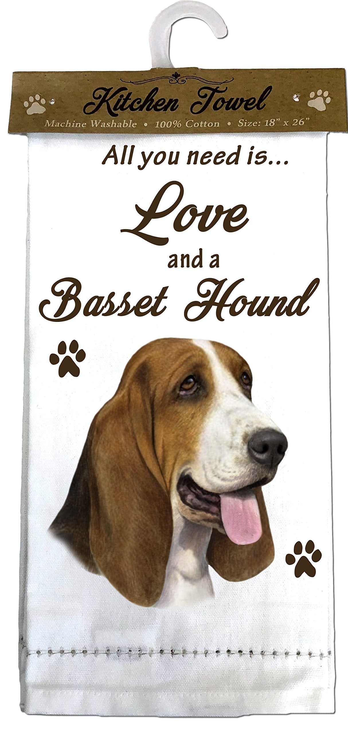 E&S Pets Basset Hound Kitchen Towels, Off-White 26.00'' X 18.00''