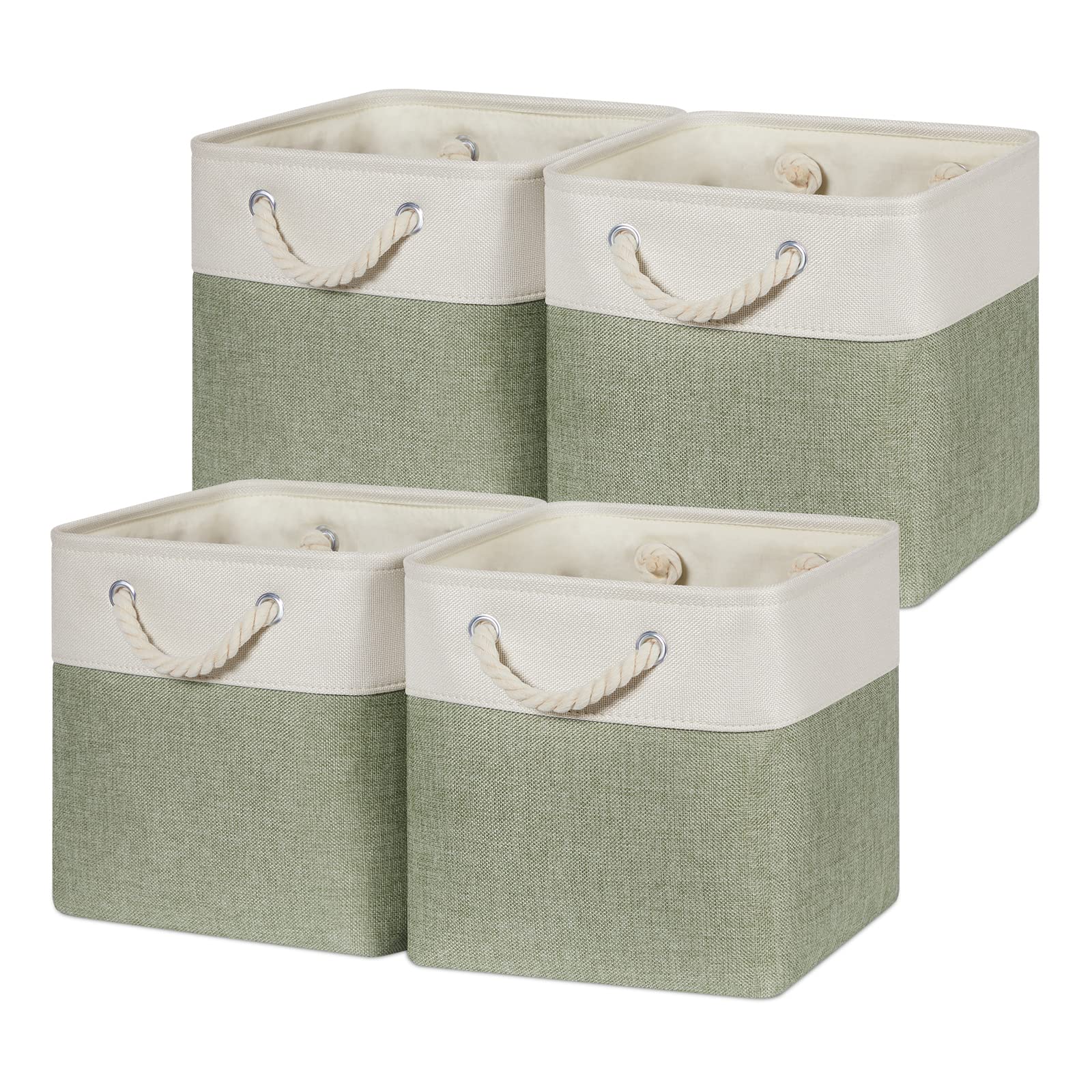 Temary Cube For Shelves 11 Inch Bin 4Pack Fabric Storage Baskets For Organizing Toys, Clothes, Decorative Baskets With Rope Hand
