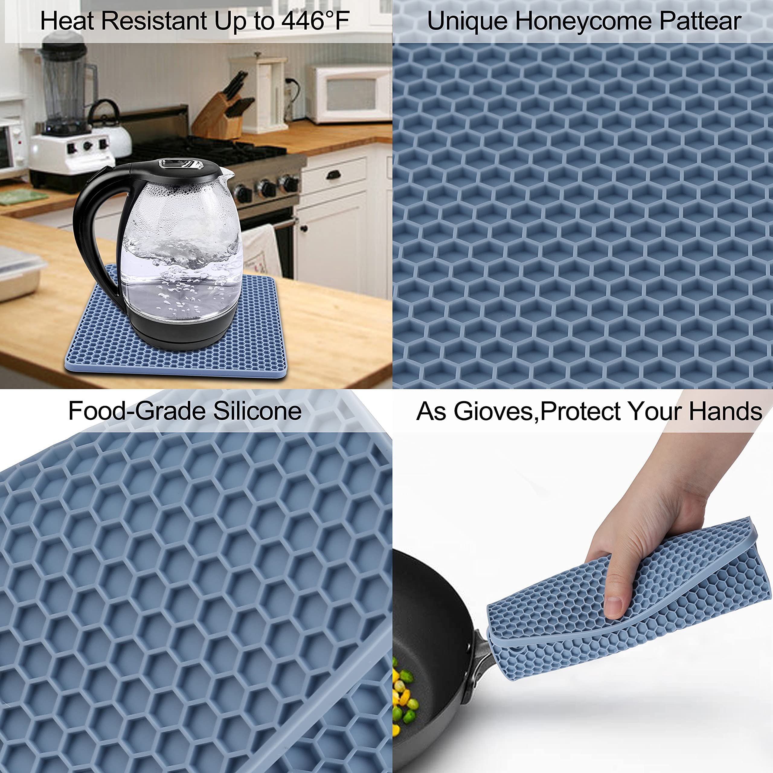 4 Pack Silicone Trivet Mat, Silicone Trivets For Hot Pots And Pans, Non-Slip & Heat Resistant Silicone Hot Pad For Kitchen Count