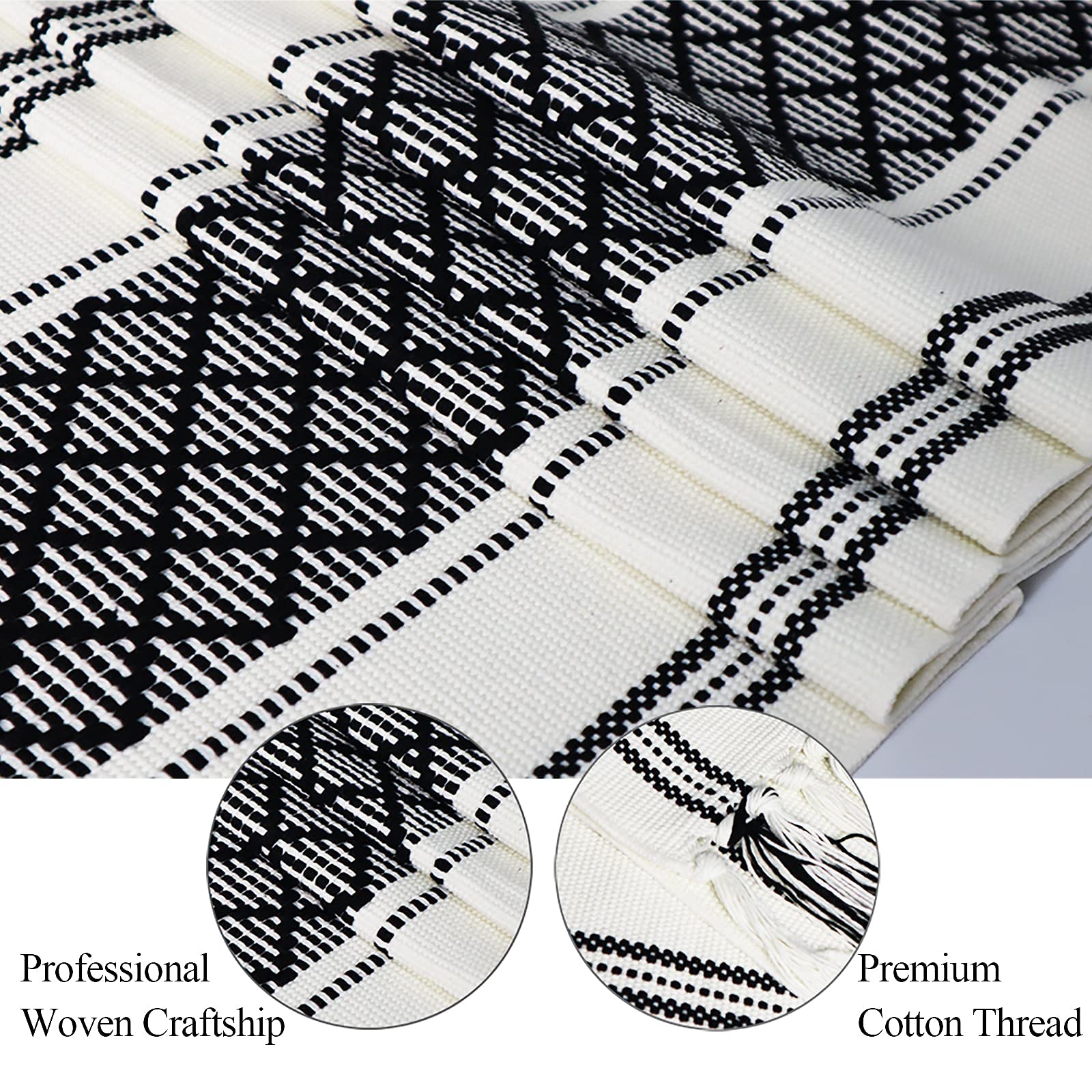 Wracra Boho Woven Table Runner 14 X 72 Inches Black And White Rustic Table Runners Modern Farmhouse Style Vintage Rustic Table R