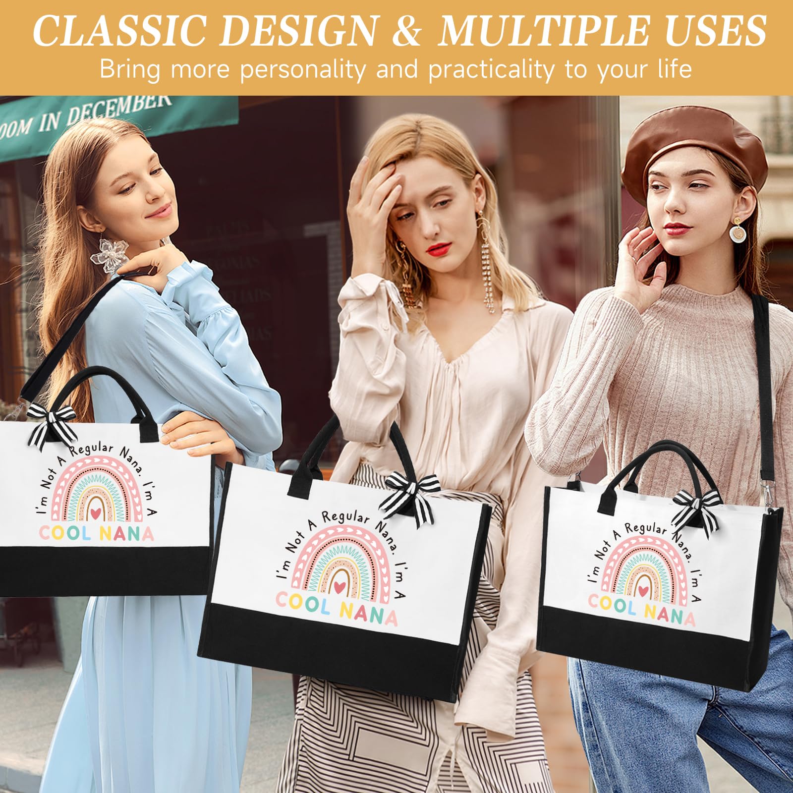 Nana Gifts for Women Birthday Mothers Day Gifts Set from Granddaughter Grandson Grandchildren, Canvas Tote Bag Gift Basket Thank