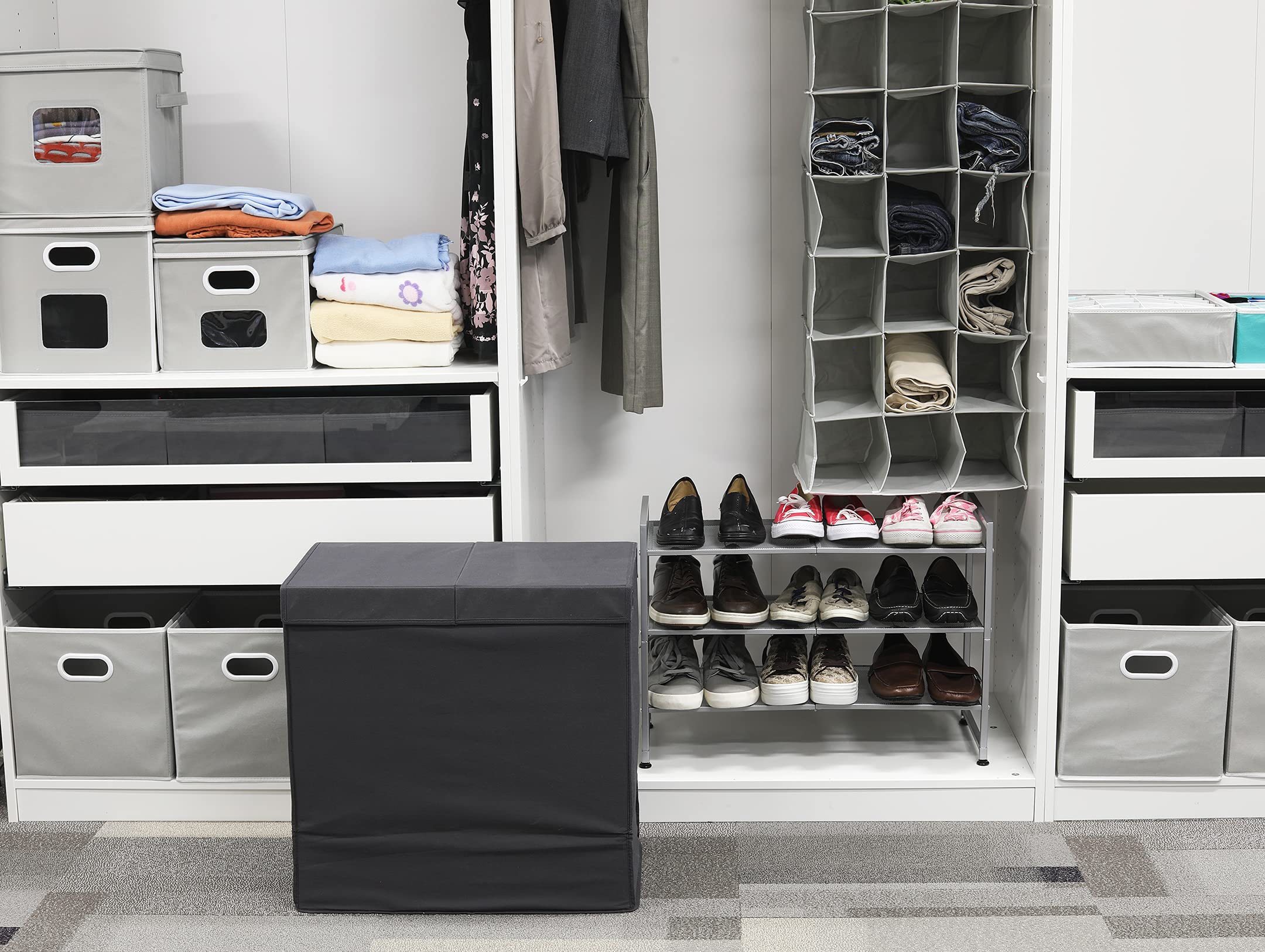 Simple Houseware Foldable Cloth Storage Box Closet Dresser Drawer Divider Organizer Basket Bins for Underwear Bras, Dark Grey, (