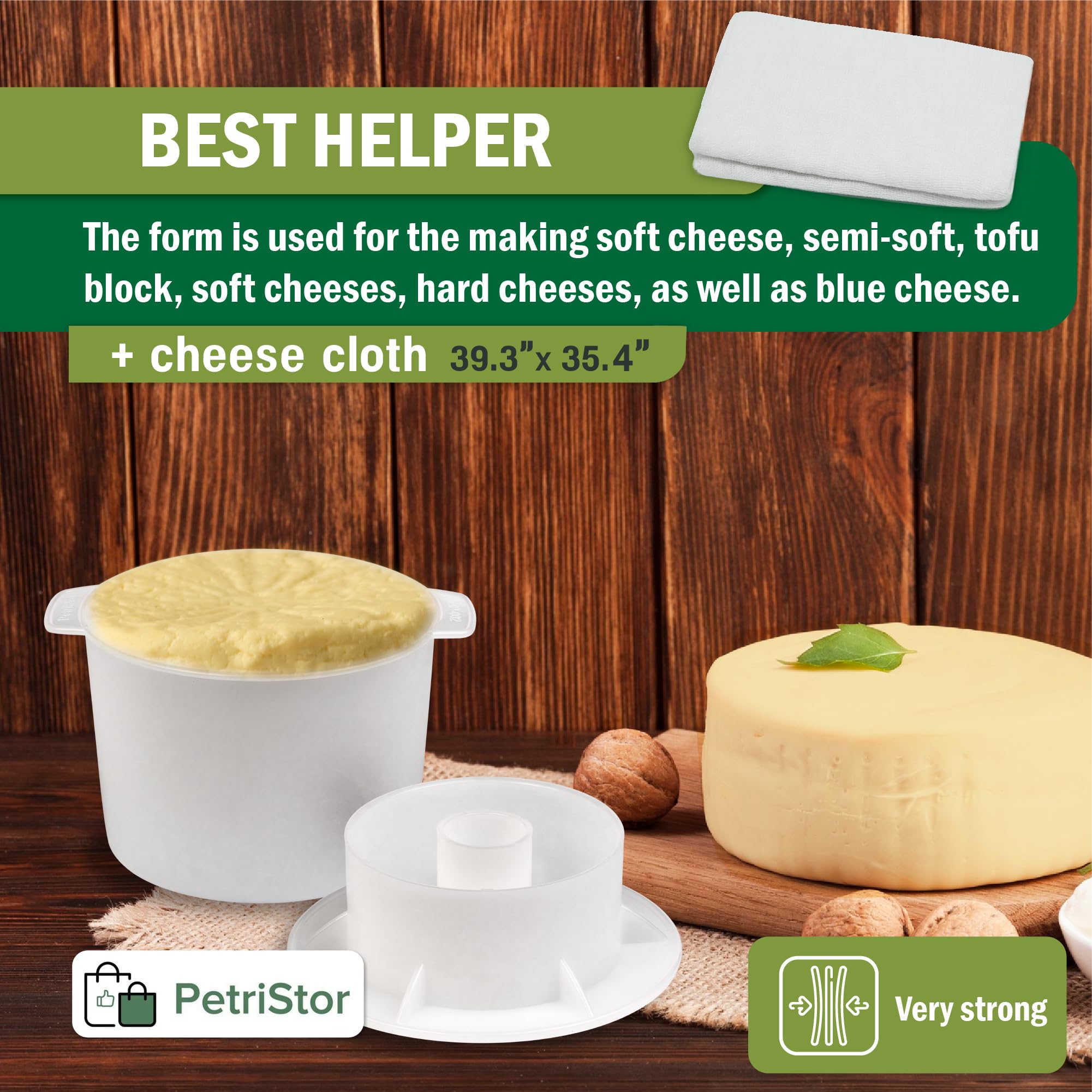 Cheese Mold For Cheese Making Cheese With Follower Piston 1/2 Gal - Cheesemaking Supplies - Cheese Form Mold - Cheese Making Bas