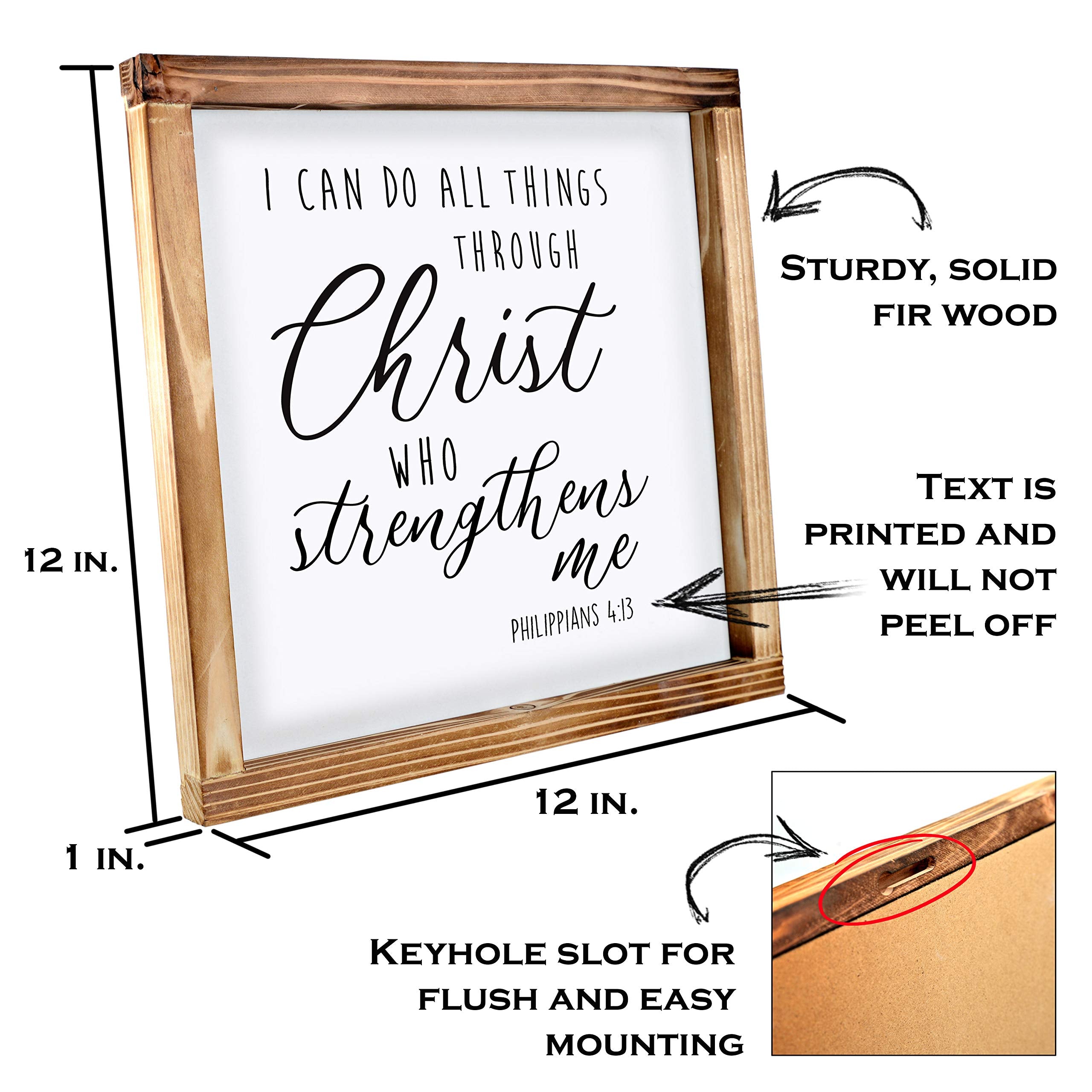 I Can Do All Things Through Christ Wall Art Sign 12X12 Inch, Christian Wall Art, Bible Verse Wall Decor Scripture Wall Art Phili