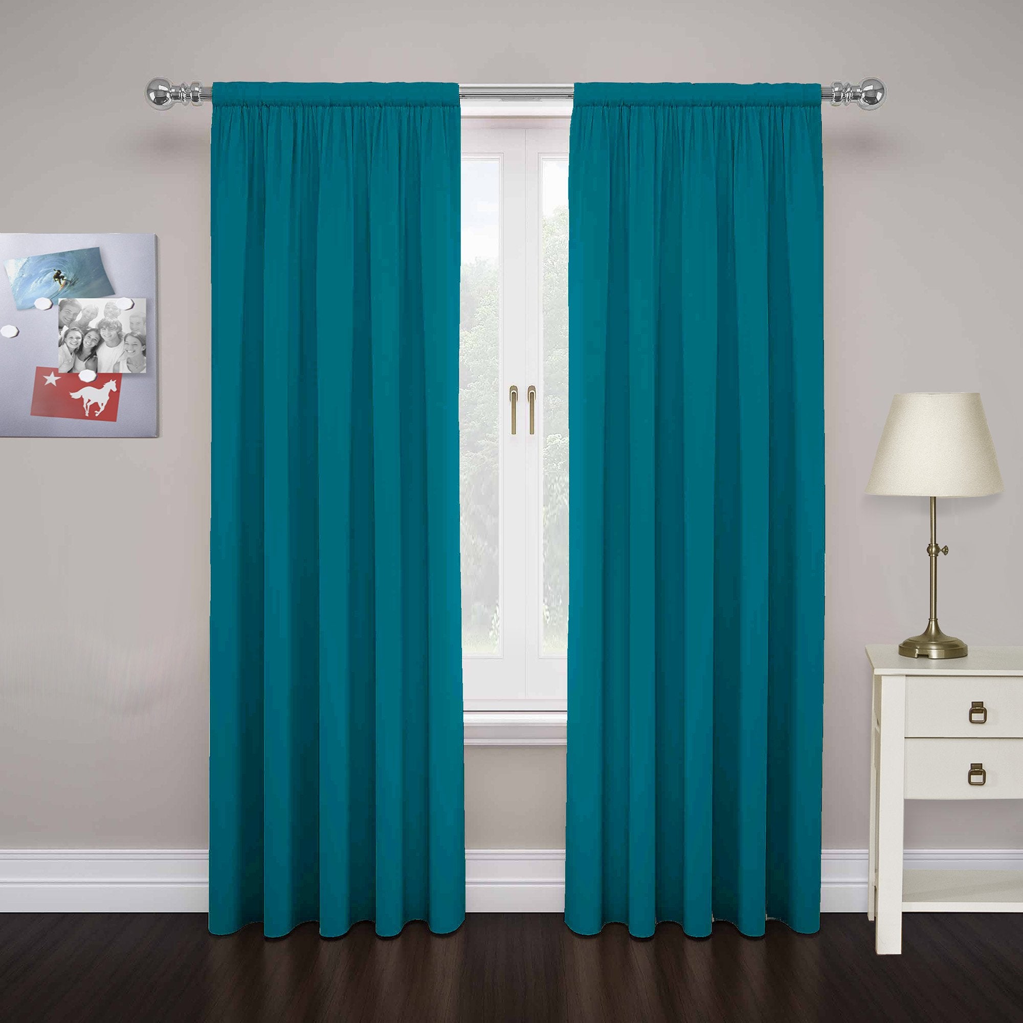 Pairs to go cadenza Modern Decorative Rod Pocket Window curtains for Living Room (2 Panels), 40 in x 84 in, Teal