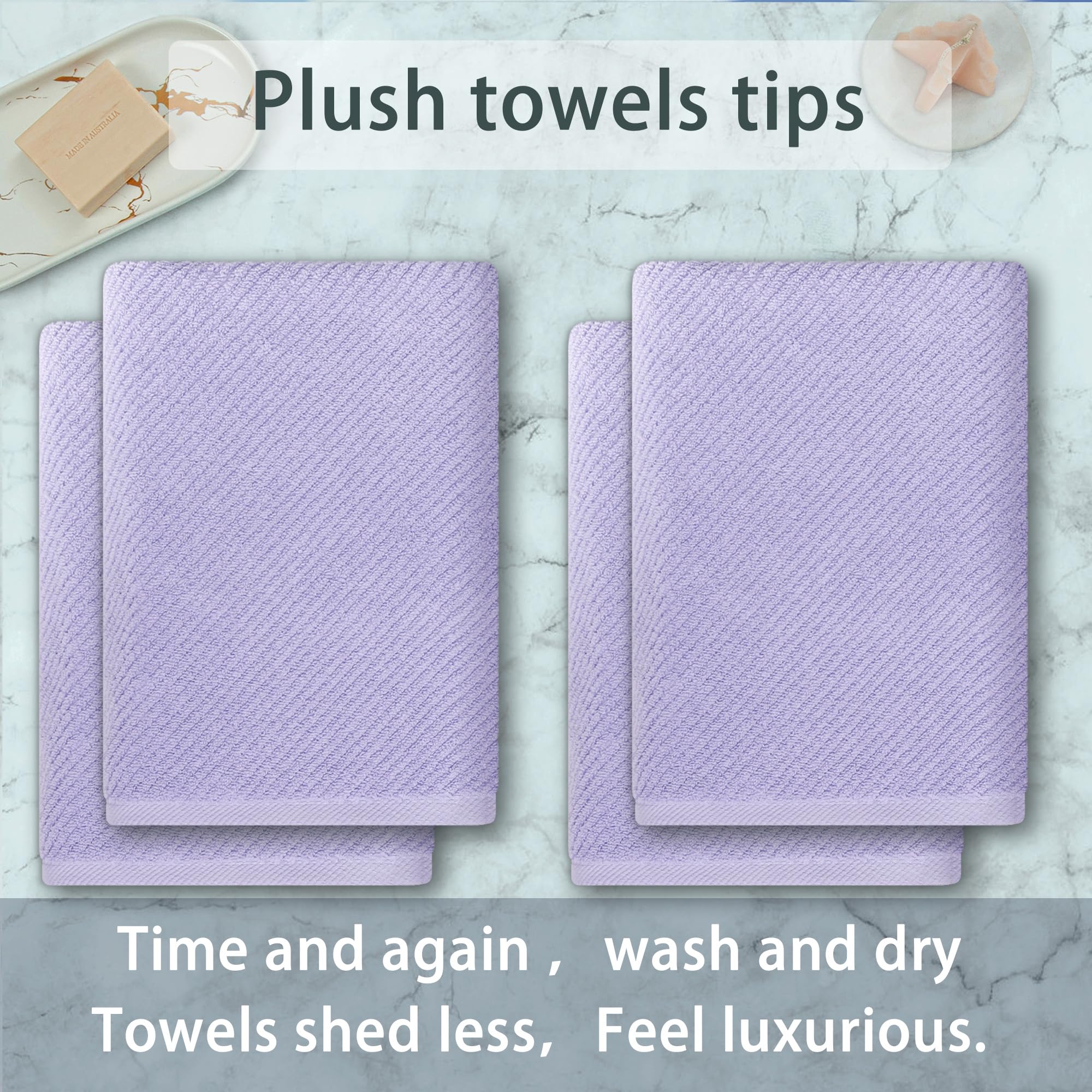 Voova & Movas Purple Bath Towels Set Of 4, Large 30'' X 56'' - 100% Cotton | Quick Dry | Light Weight | Thick | Soft | Absorbent