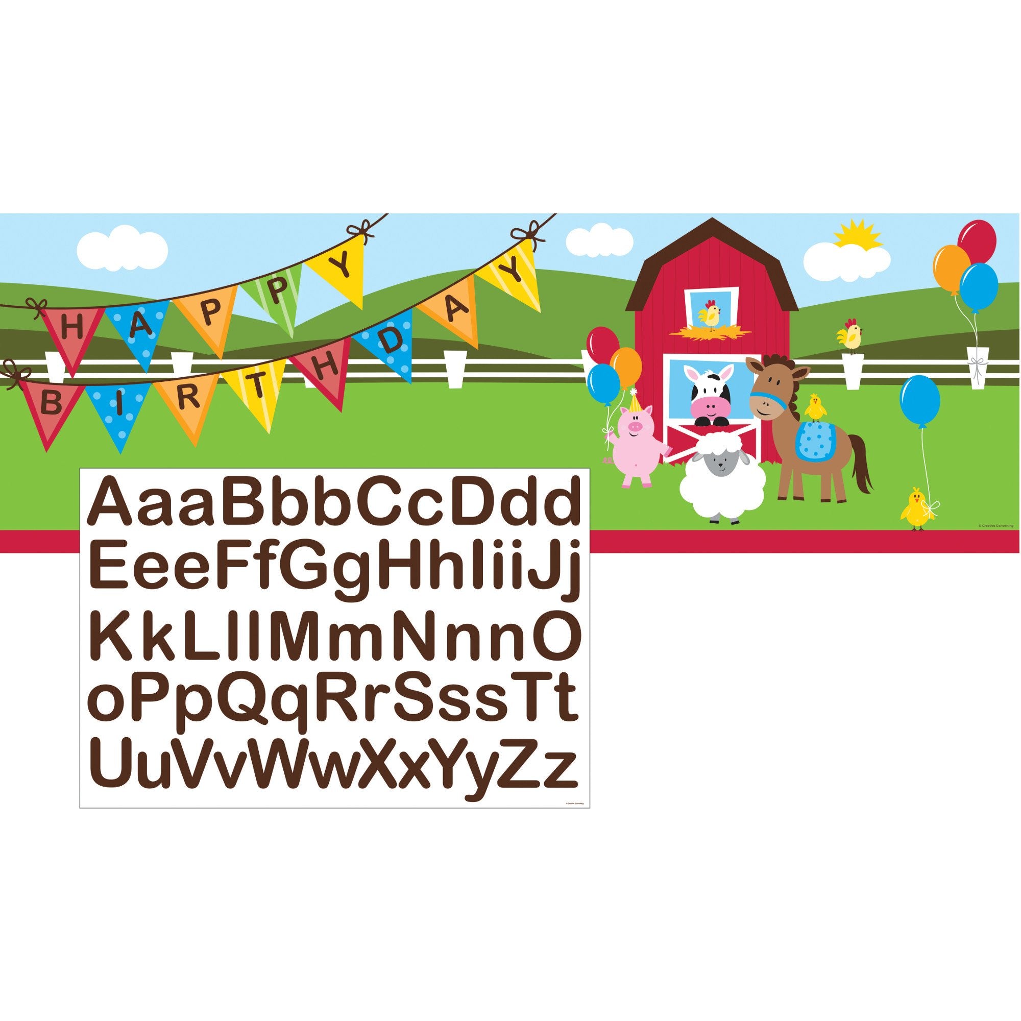 Creative Converting 1 Count Farmhouse Fun Giant Party Banner with Stickers