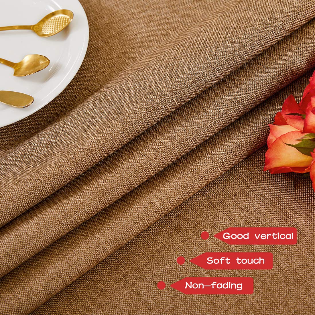 BALCONY & FALCON Rectangle Faux Linen Table Cloth Waterproof Washable Wipeable Table Cover for Kitchen Dinning Tabletop Buffet D