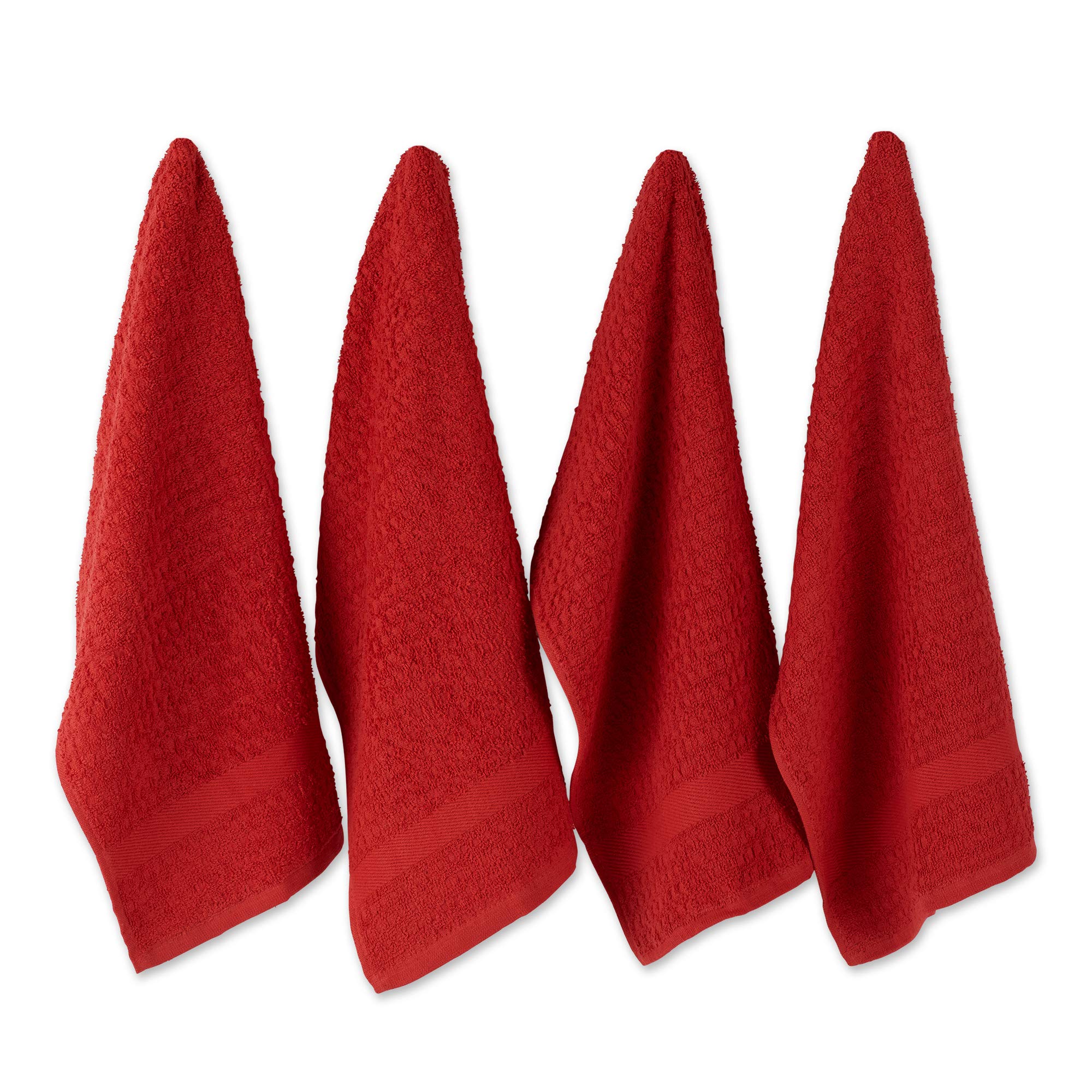 SOLID WAFFLE DISHTOWEL RED Set of 4