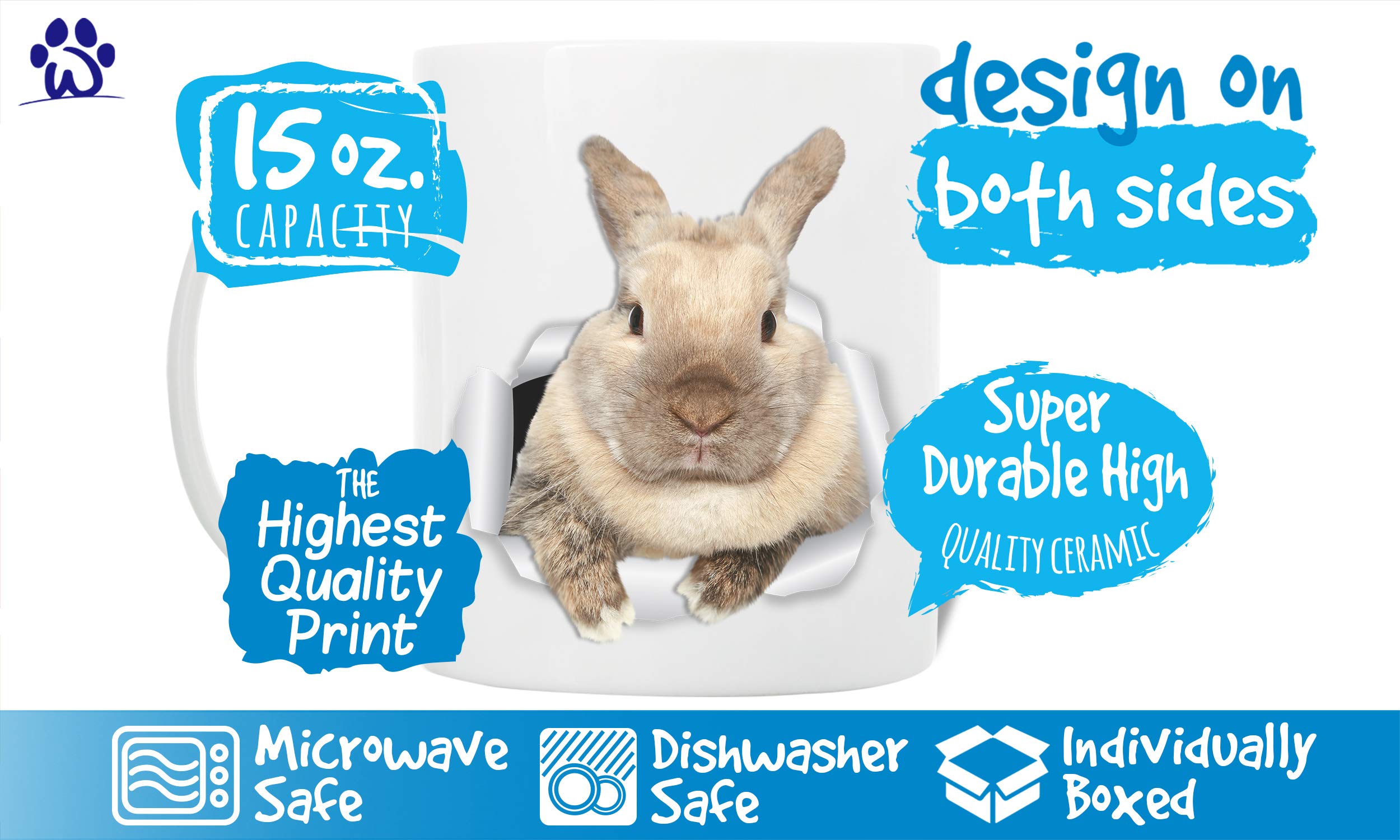 Winston & Bear Rascally Rabbit Mug - Funny Bunny Coffee Mug - Easter Mug - Perfect Bunny Gifts - Cute Rabbit Tea Cup (15Oz)