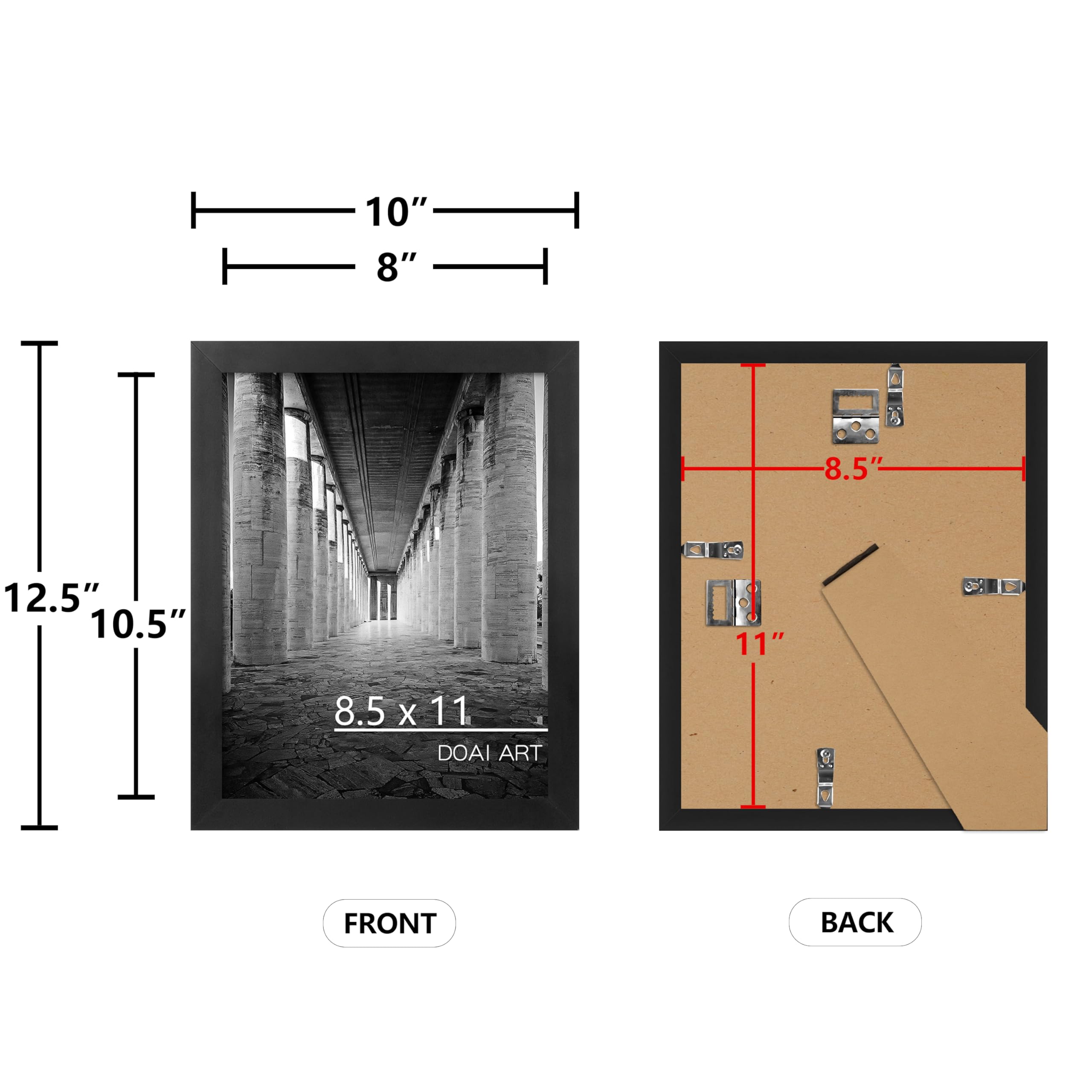 DOAI ART 8.5x11 Certificate Frame 2Pack, 8.5 by 11 Picture Diploma Document Degree Frames for Wall and Tabletop, Black
