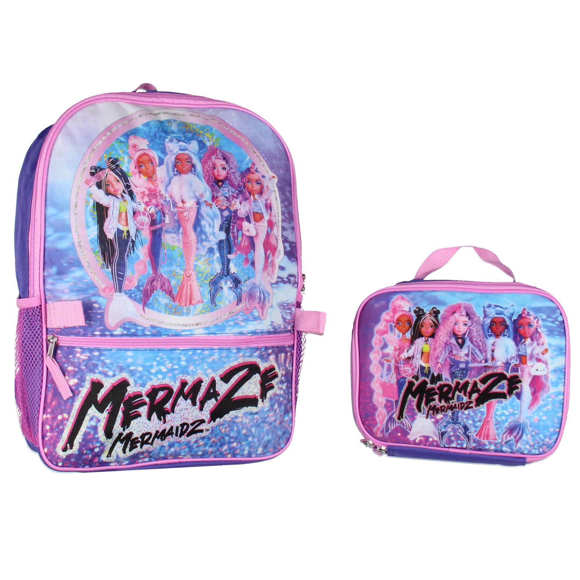 Ai Accessory Innovations Mermaze Mermaidz Mermazing Backpack School Travel For Kids 2 Piece Set With Detachable Lunch Box