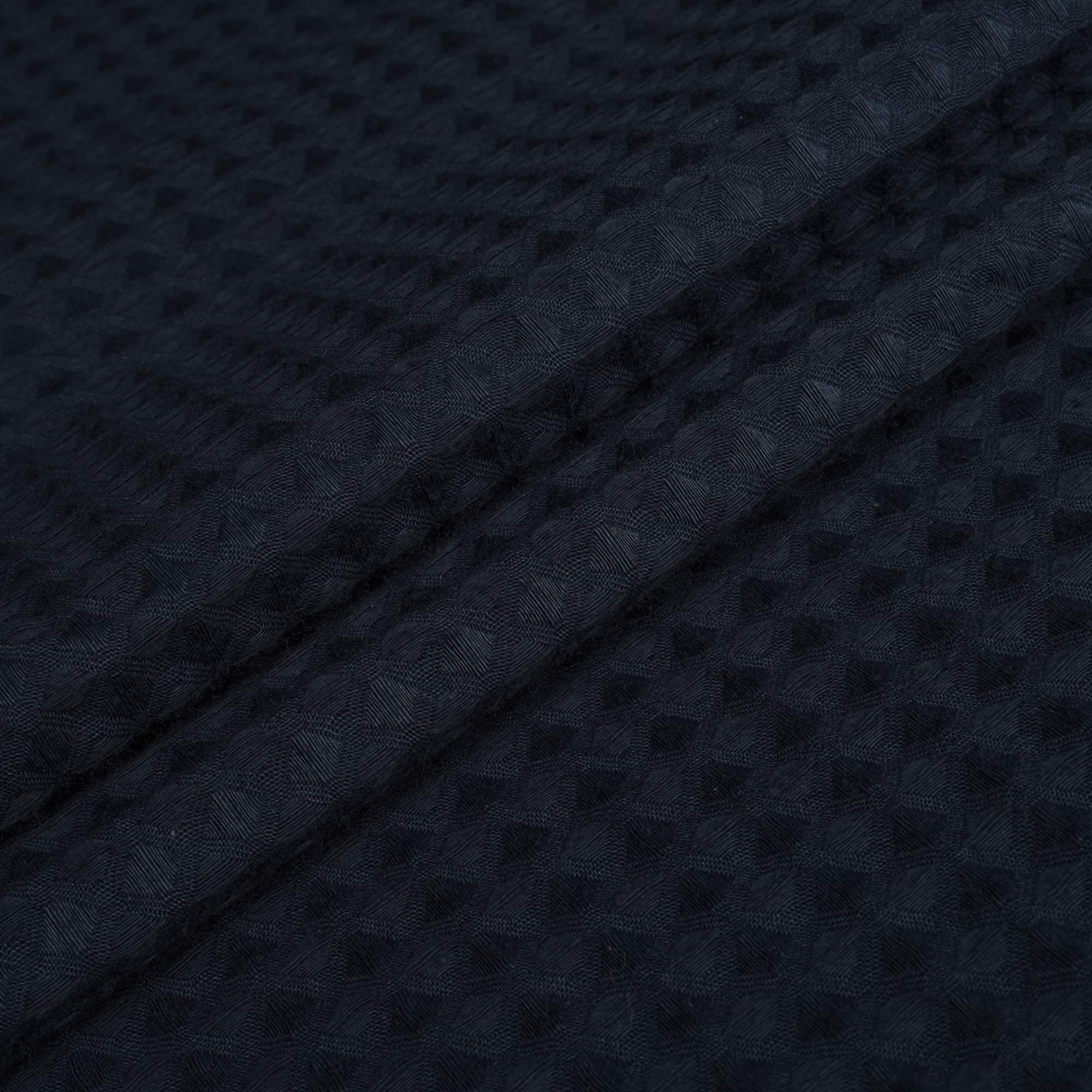 River Dream Navy Blue Fabric Shower Curtain Set, Cotton Blend, Waffle Weave, With Snap In Replacement Liner,54 X 80Inches