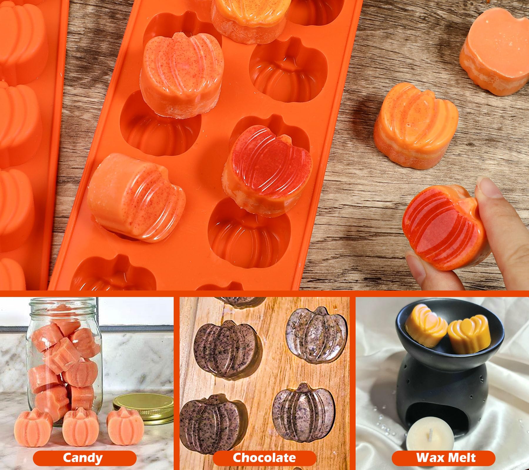 Webake Pumpkin Chocolate Mold 3 Pcs Silicone Chocolate Mold 12 Cavity Autumn Candy Mold For Baking Cake Decoration Thanksgiving
