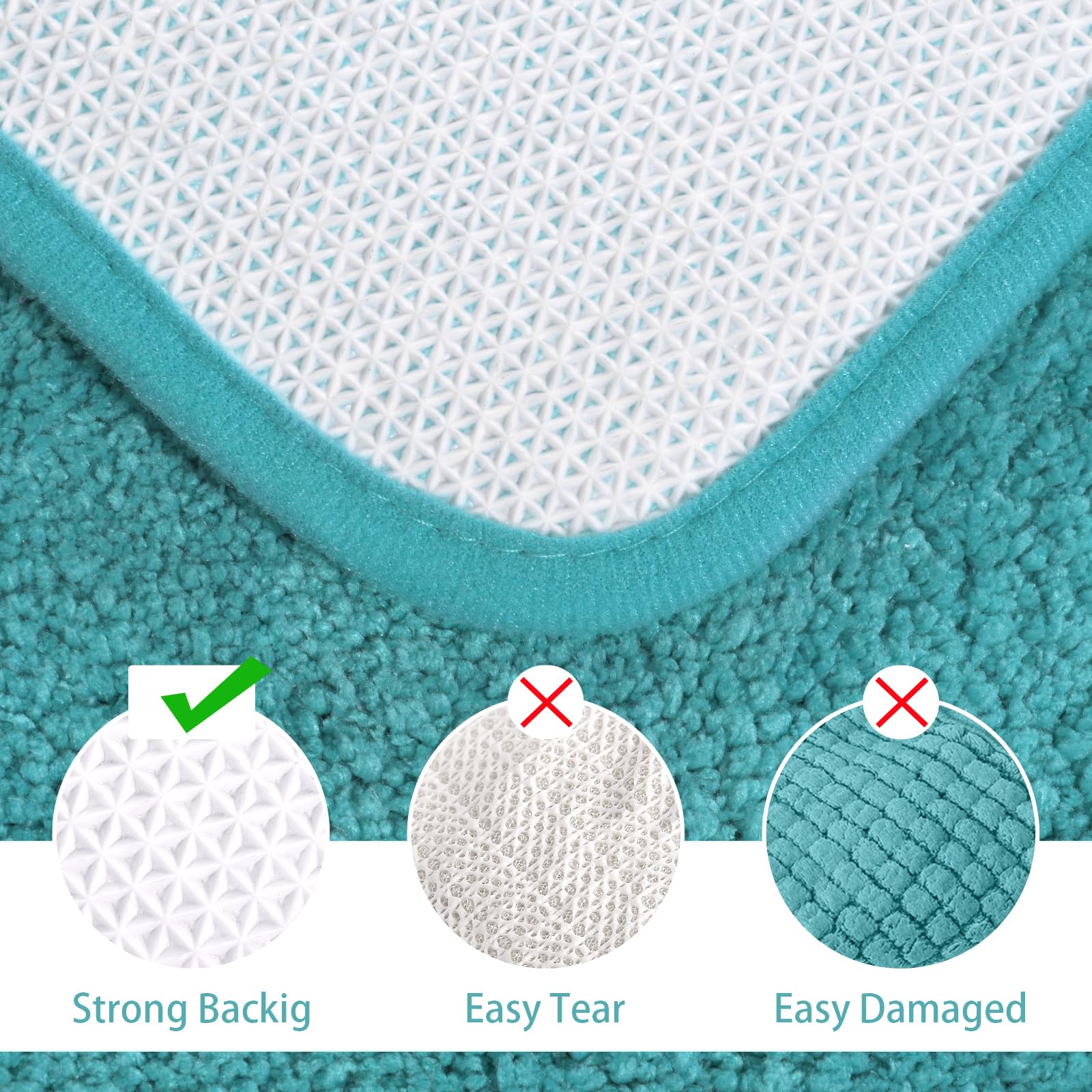 Lochas Bathroom Rug Set Teal Blue, Soft Bath Rug Set 2 Piece Set, Toilet Mat U-Shaped 20X20 And 34X20 Bathroom Rugs, Quickly Dry