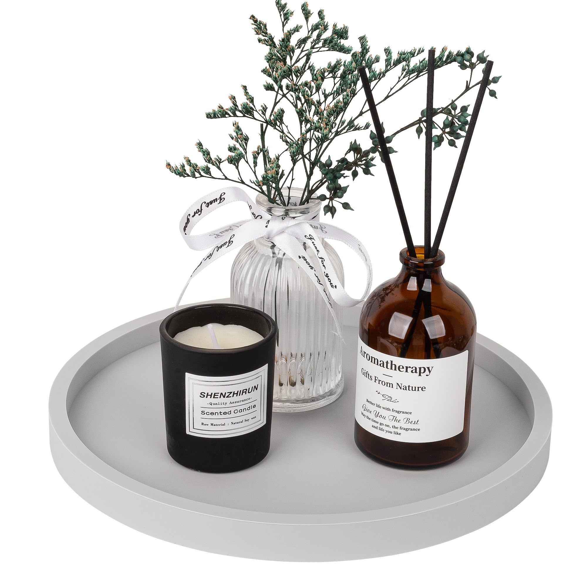 Silicone Bathroom Tray Round Vanity Tray Decorative Soap Holder Kitchen Countertop Organizer Coffee Table Decor For Candle, Perf