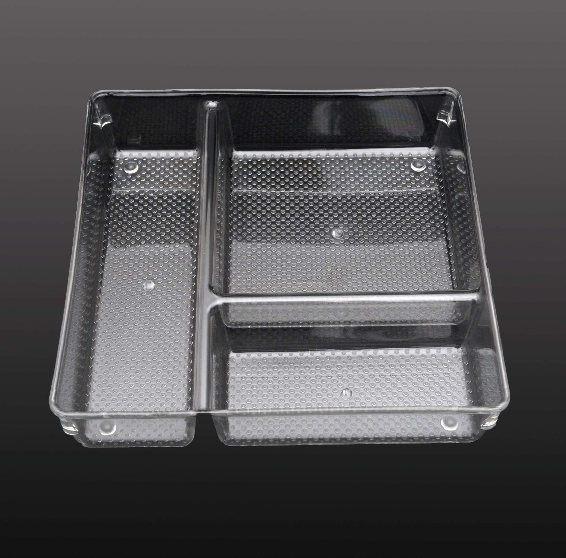 Store2508 Clear Acrylic Container Tray With 3 Compartments (23X23X5 Cm) Pack Of 1