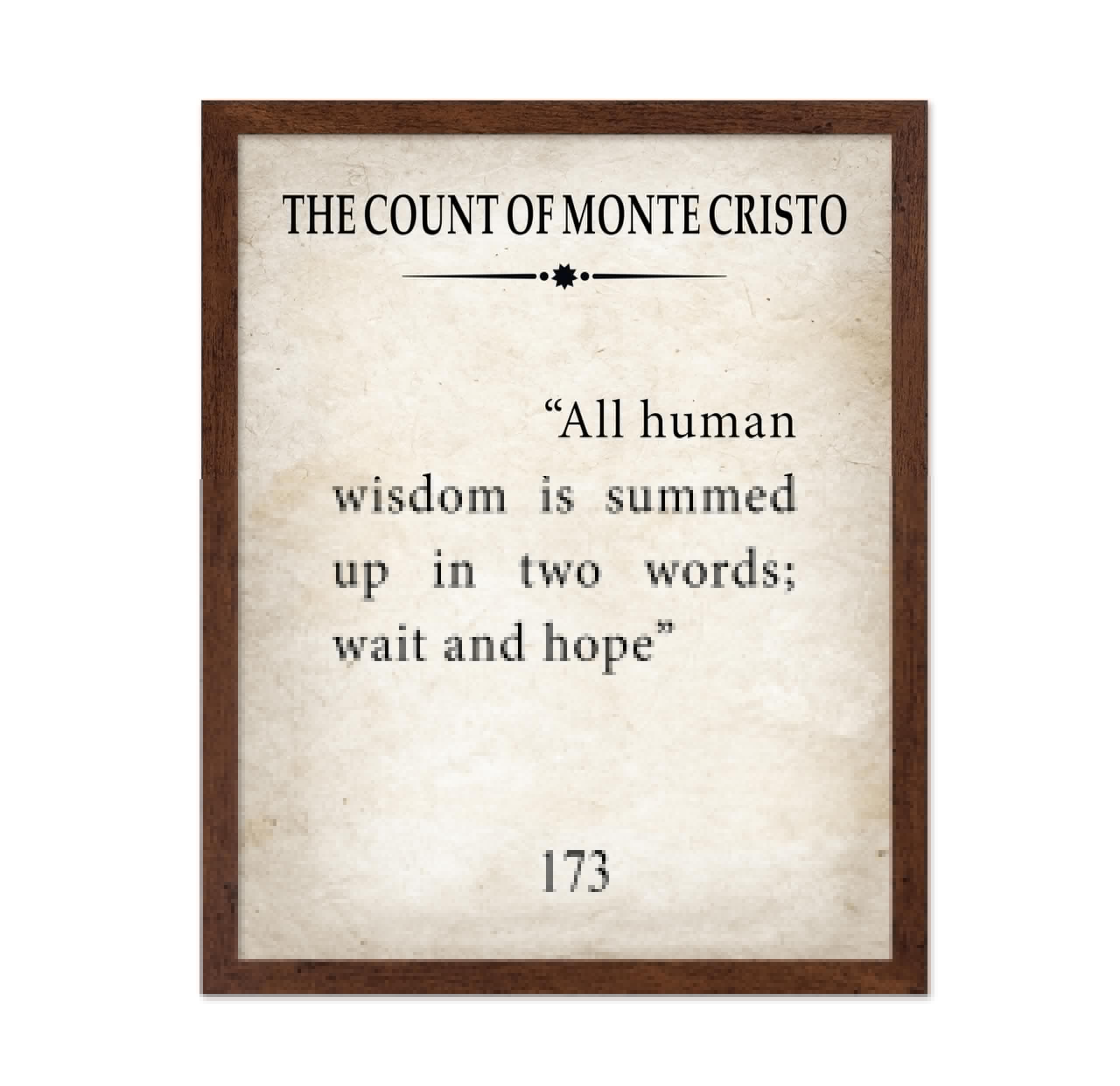 Poster Master The Count Of Monte Cristo Poster - Alexander Dumas Quote Print - Wait And Hope Art - Book Art - Inspiring Gift For