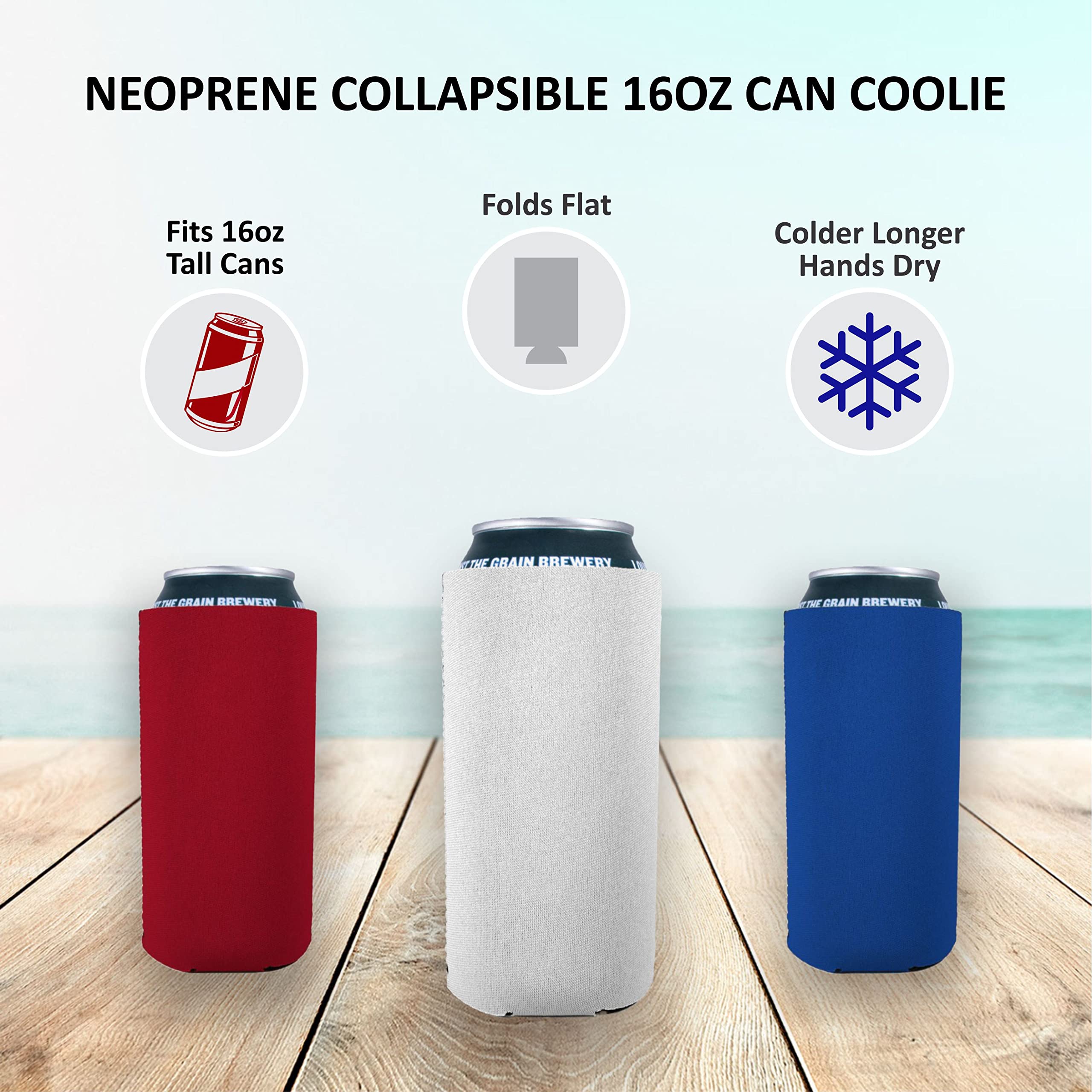 Blank Neoprene 16 Oz. Can Coolie (4 Pack, Red)