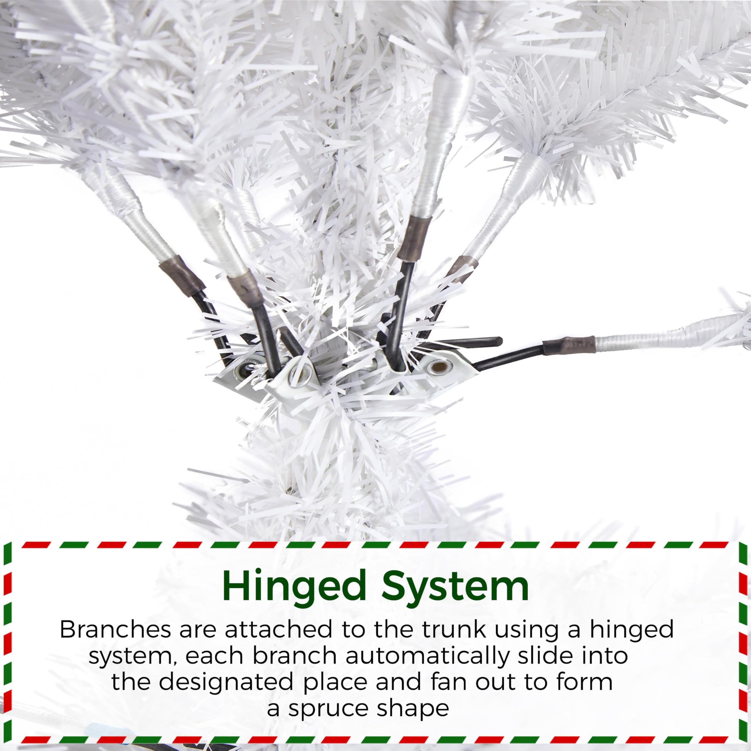 Yaheetech 6ft Pre-lit Spruce Artificial Hinged Christmas Pine Tree Prelighted Holiday Xmas Tree for Home Party Decoration with 3