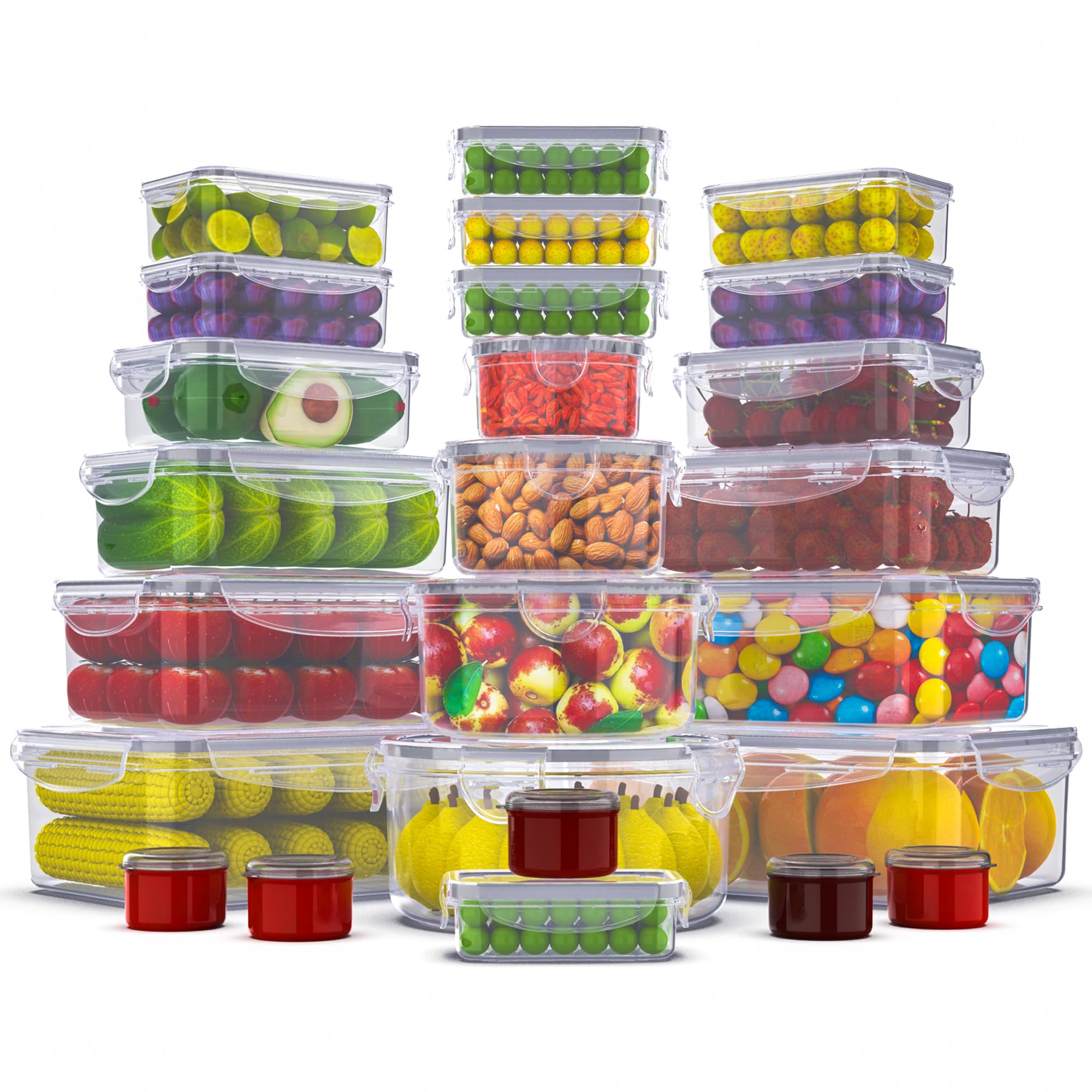 50 Pcs Large Food Storage Containers With Lids Airtight-85 Oz To Sauces Box-Total 526Oz Stackable Kitchen Bowls Set Meal Prep Co