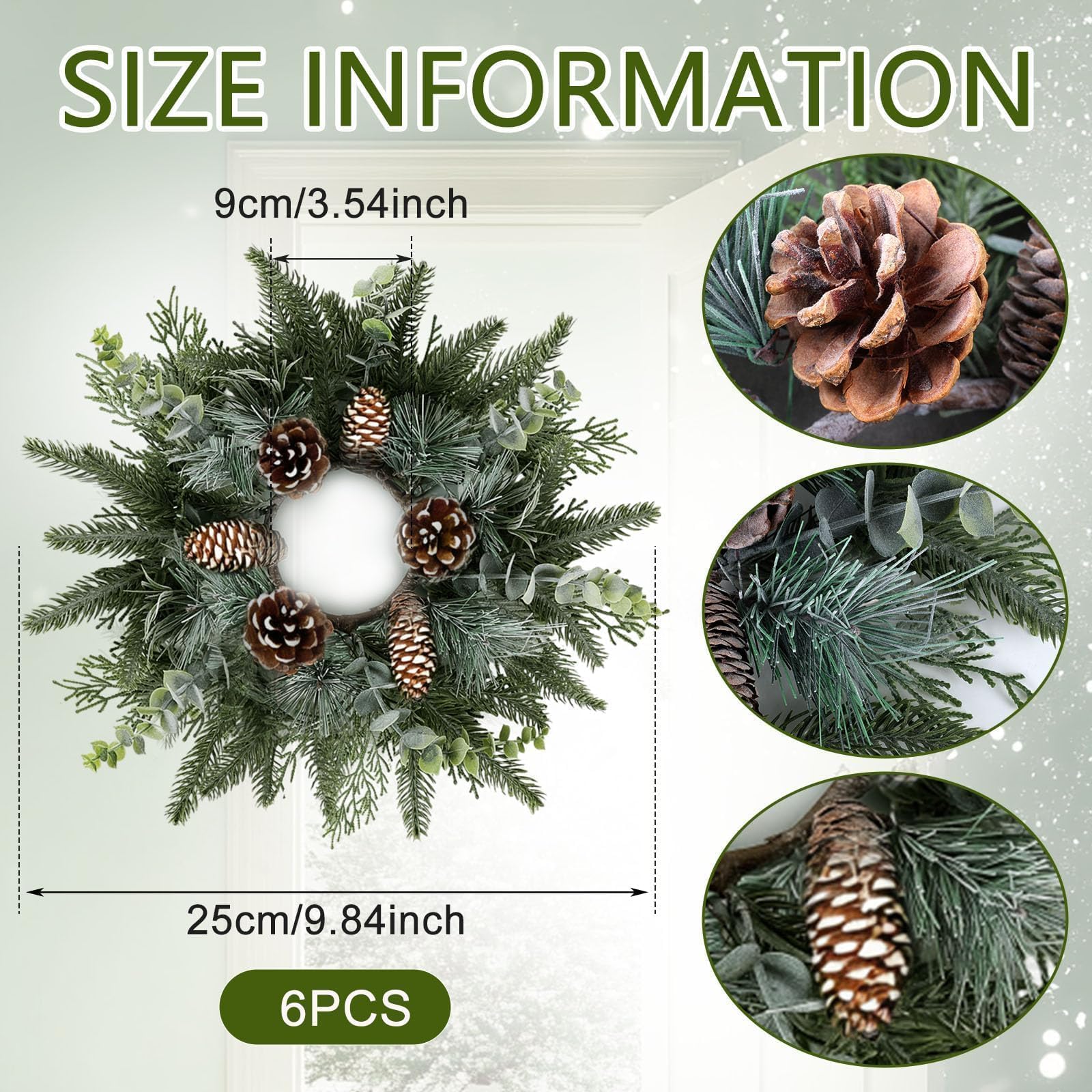 6 Pcs 3 Inch Fall Floral Wreaths Autumn Harvest Sunflowers Pumpkins Leaves Berries Candle Rings Wreath Mini Thanksgiving Table C